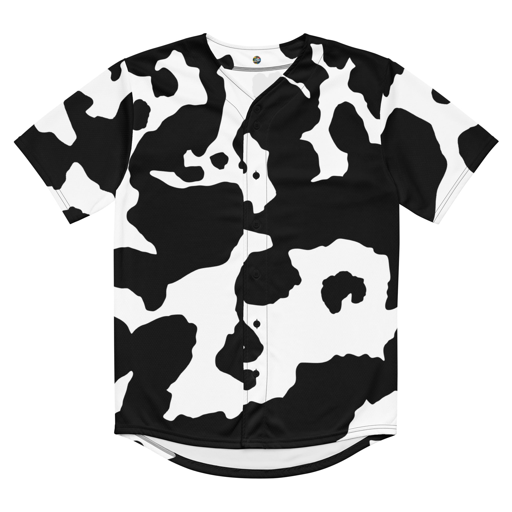 Baseball Jersey | Unisex | Black & White Cow Camouflage Camo Colors