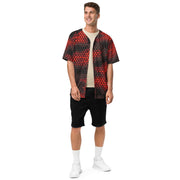 Red Camo Baseball Jersey | Geometric Hive Camo Colors