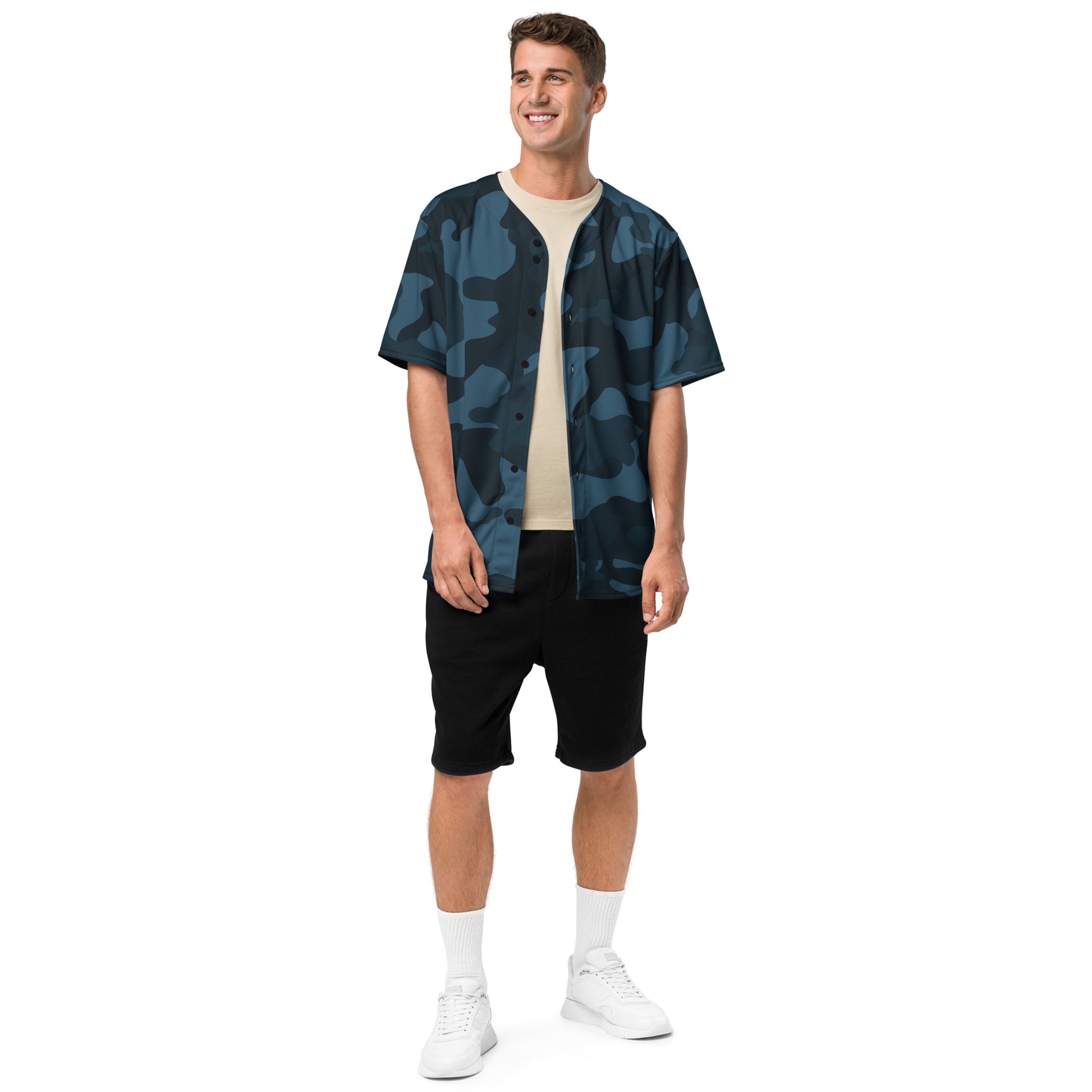 Camo Baseball Jersey | Military Blue Camouflage Style Camo Colors