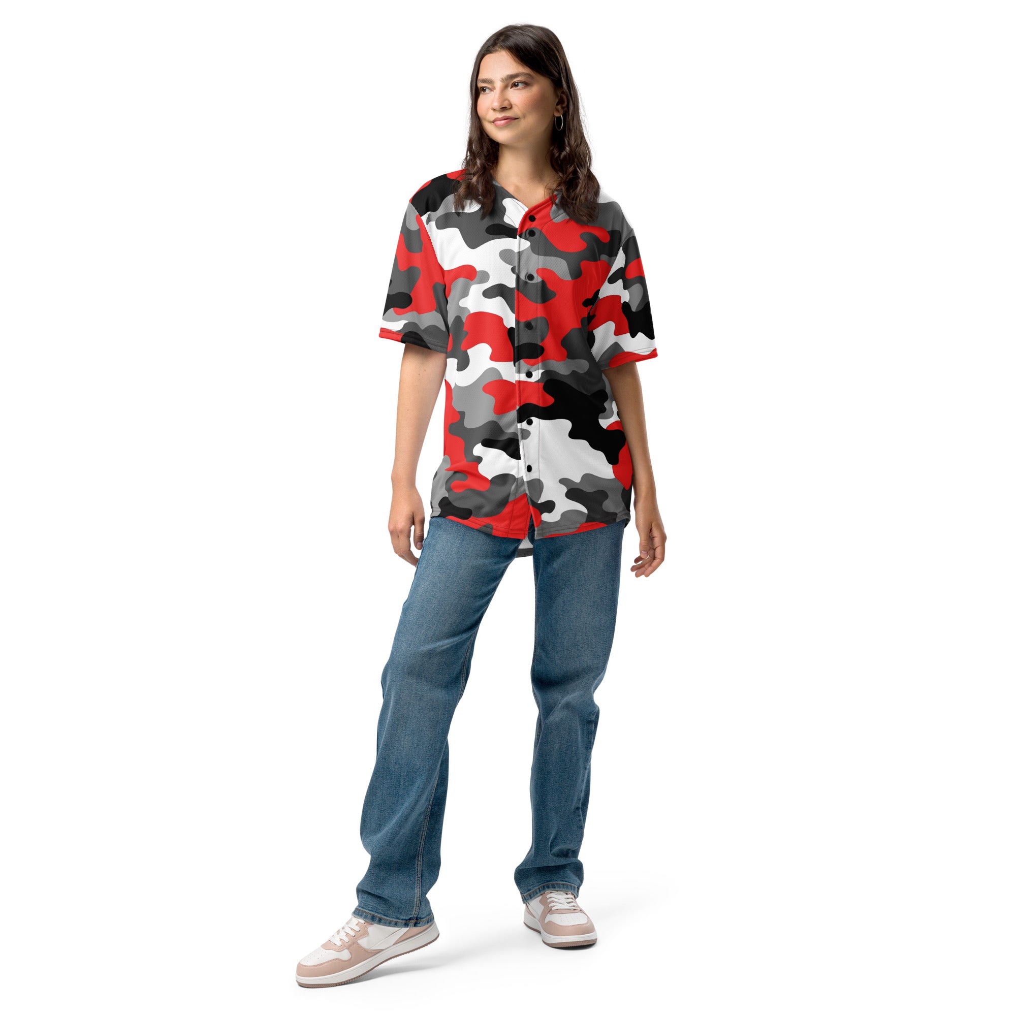 Camo Baseball Jersey | Red, Gray, Black & White Style Camo Colors