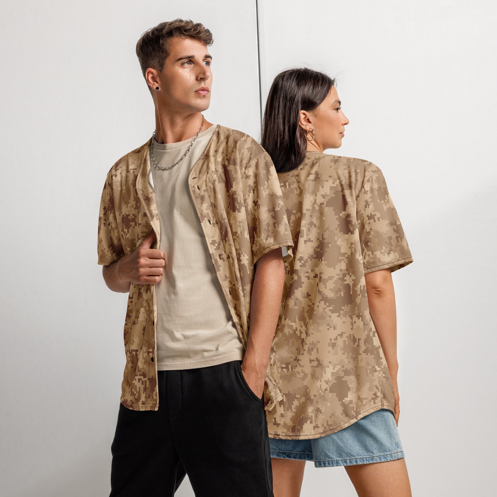 Brown Camo Baseball Jersey | Pixel Camouflage Camo Colors