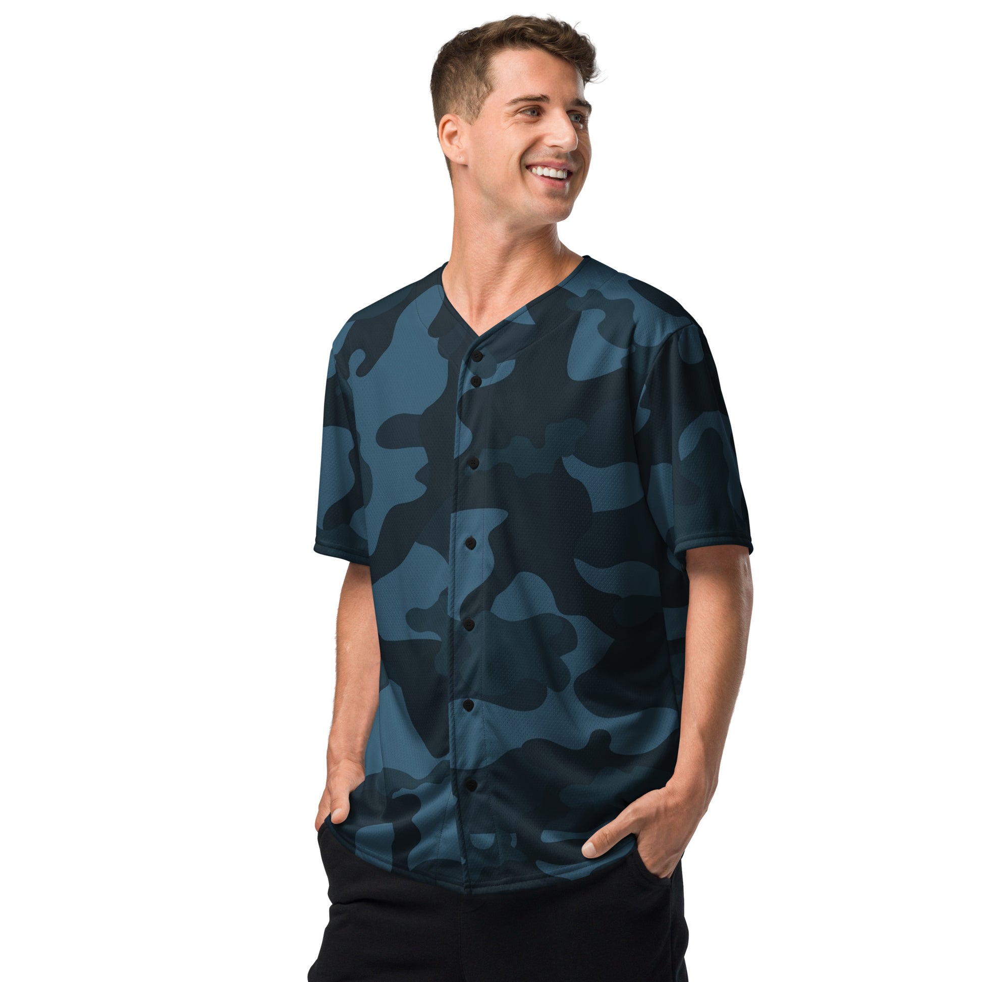 Camo Baseball Jersey | Military Blue Camouflage Style Camo Colors