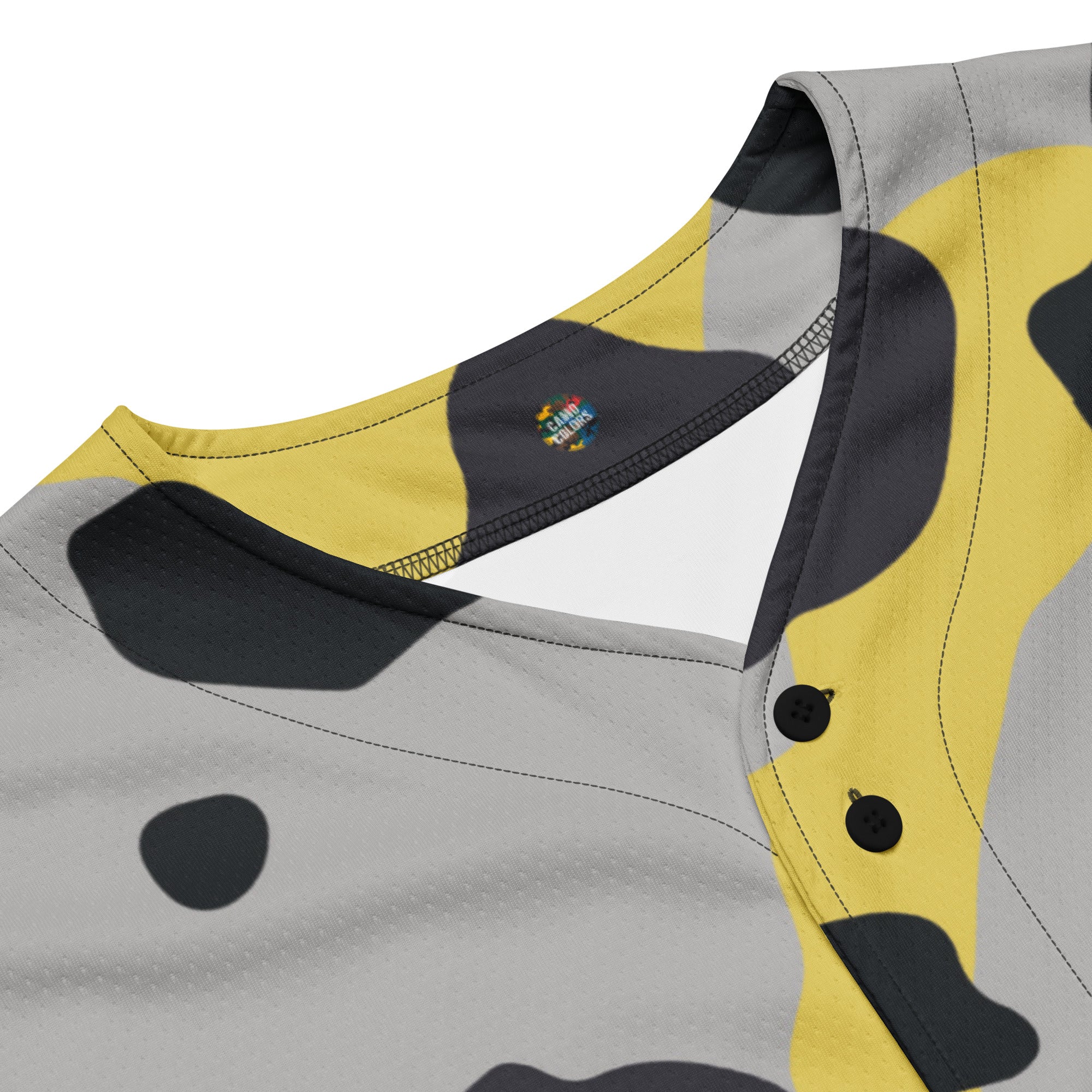 Baseball Jersey | Unisex | Yellow, Black, and Silver Camouflage Camo Colors