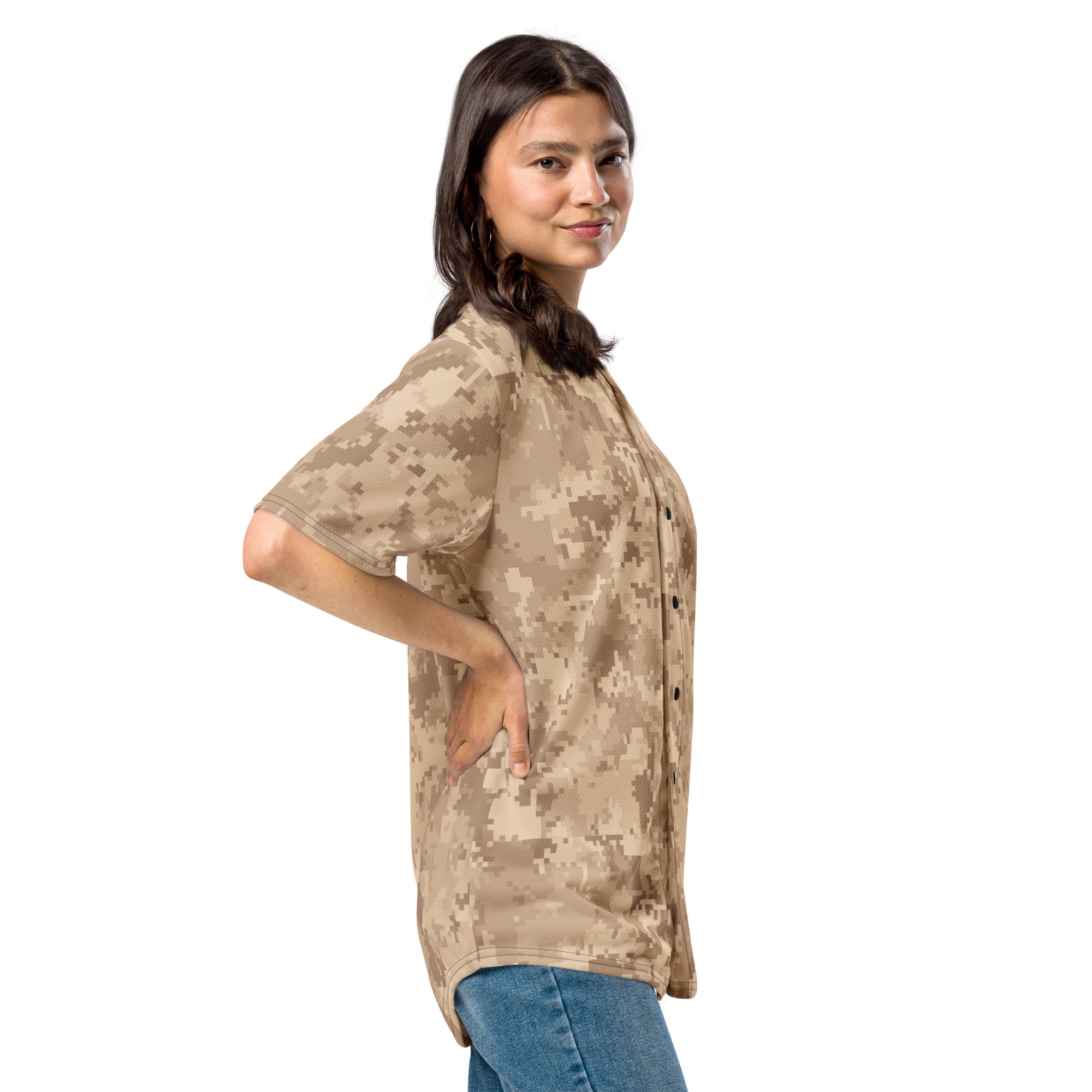 Brown Camo Baseball Jersey | Pixel Camouflage Camo Colors