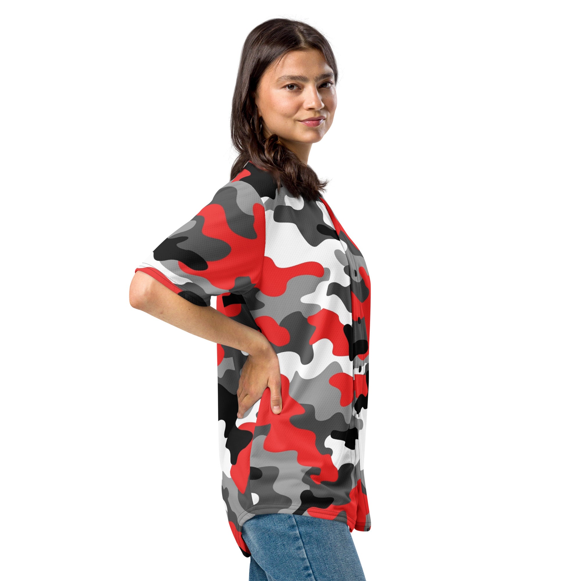 Camo Baseball Jersey | Red, Gray, Black & White Style Camo Colors