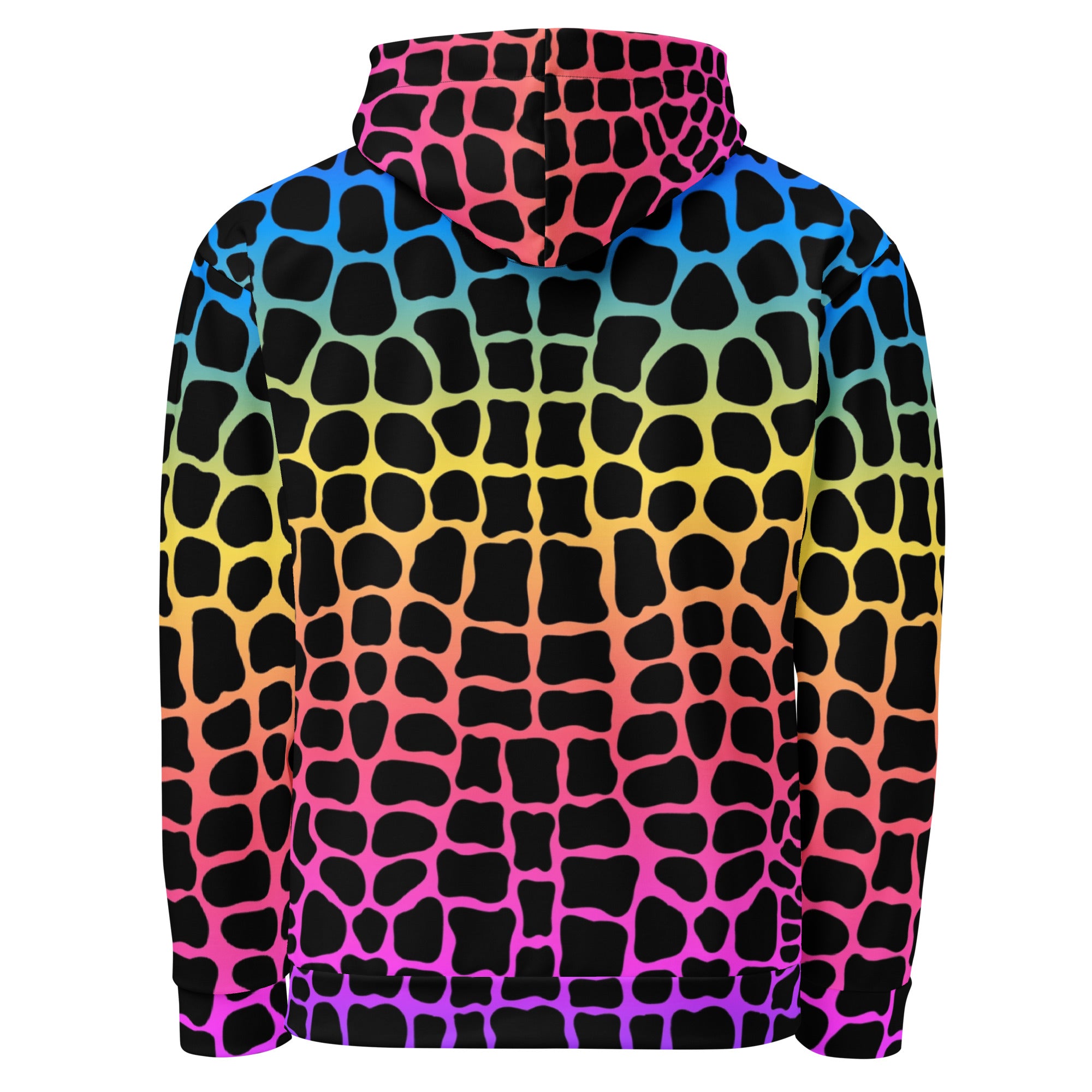Unisex Hoodie | Neon Rainbow Colored Crocodile Print Camo Colors