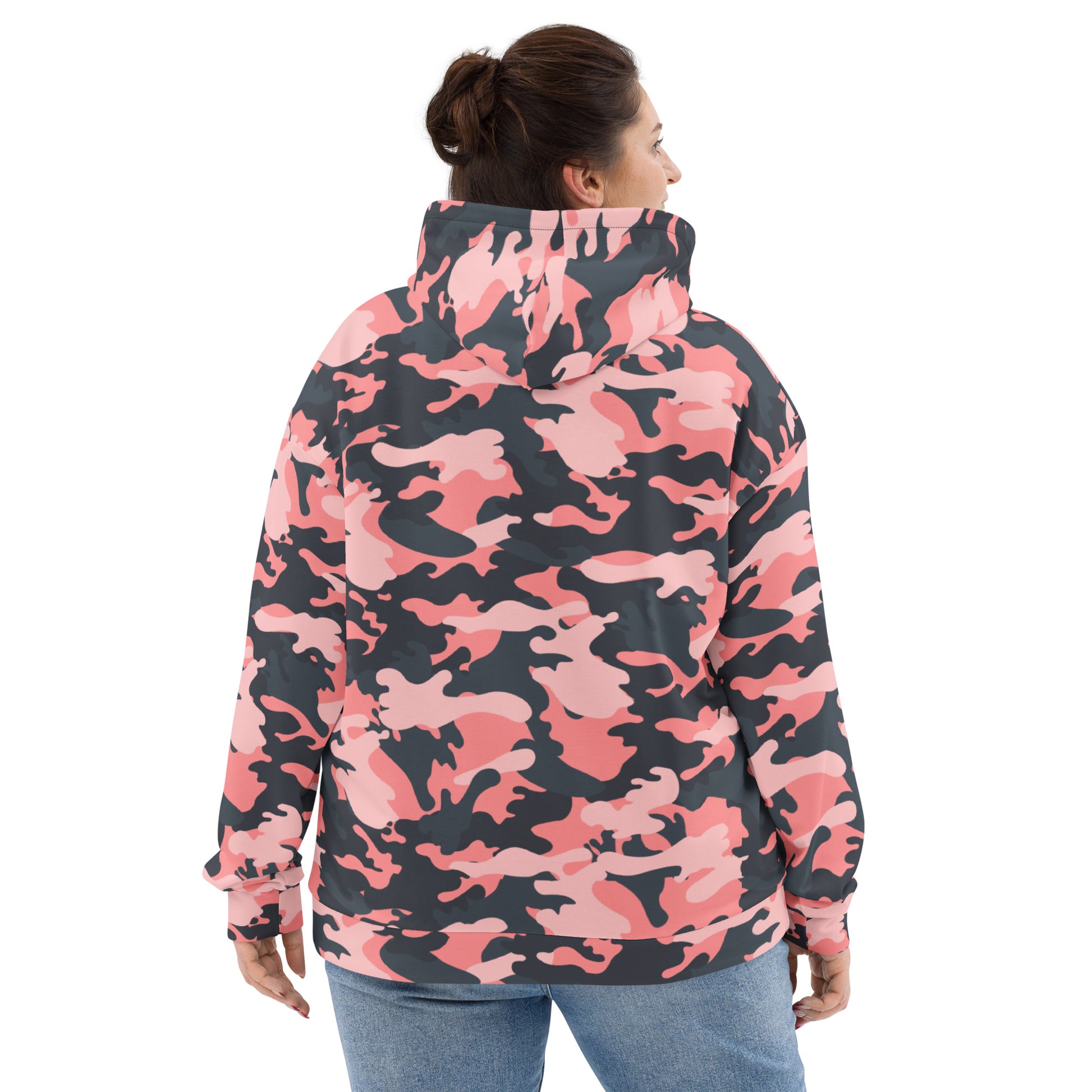 Pink Camo Hoodie | Mixed Charcoal and Light Salmon Camo Colors