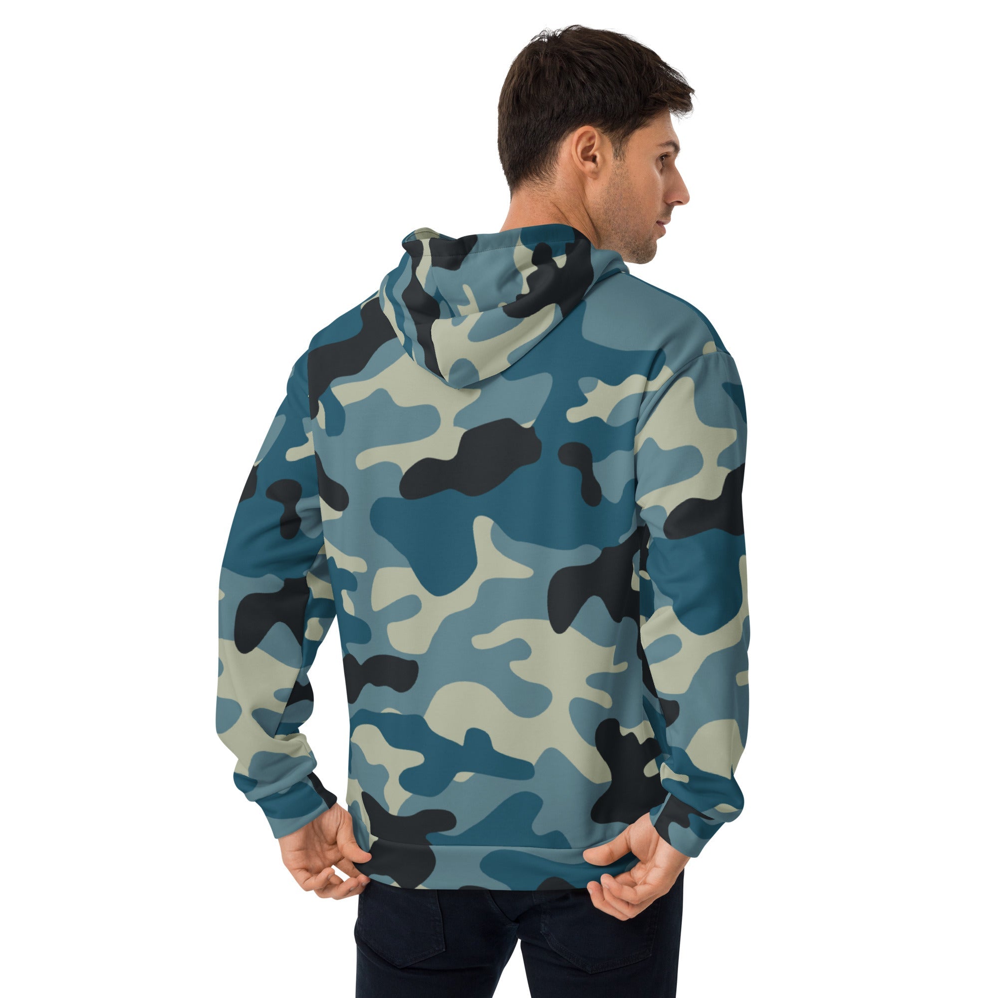 Soft, Thick and Heavy Camo Hoodie in Shades of Blue & Charcoal | Camo Colors