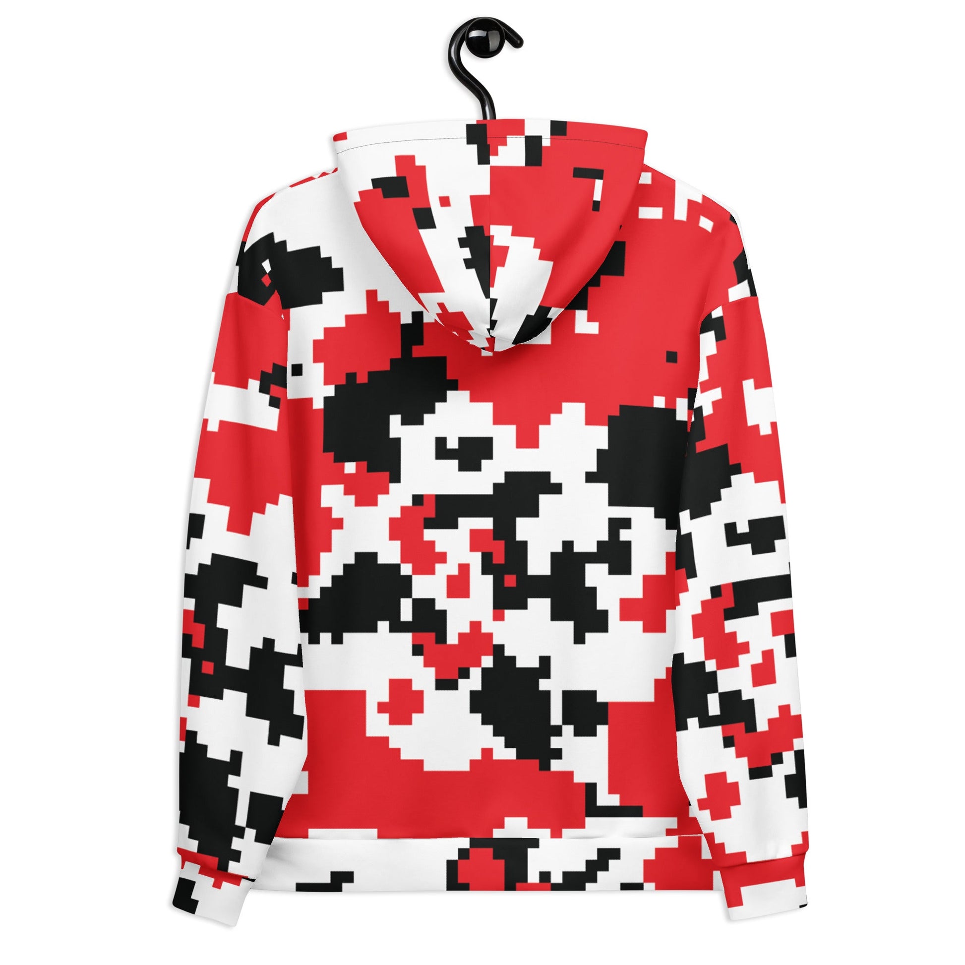 Red, Black & White Large Pixel Camo Hoodie | Camo Colors