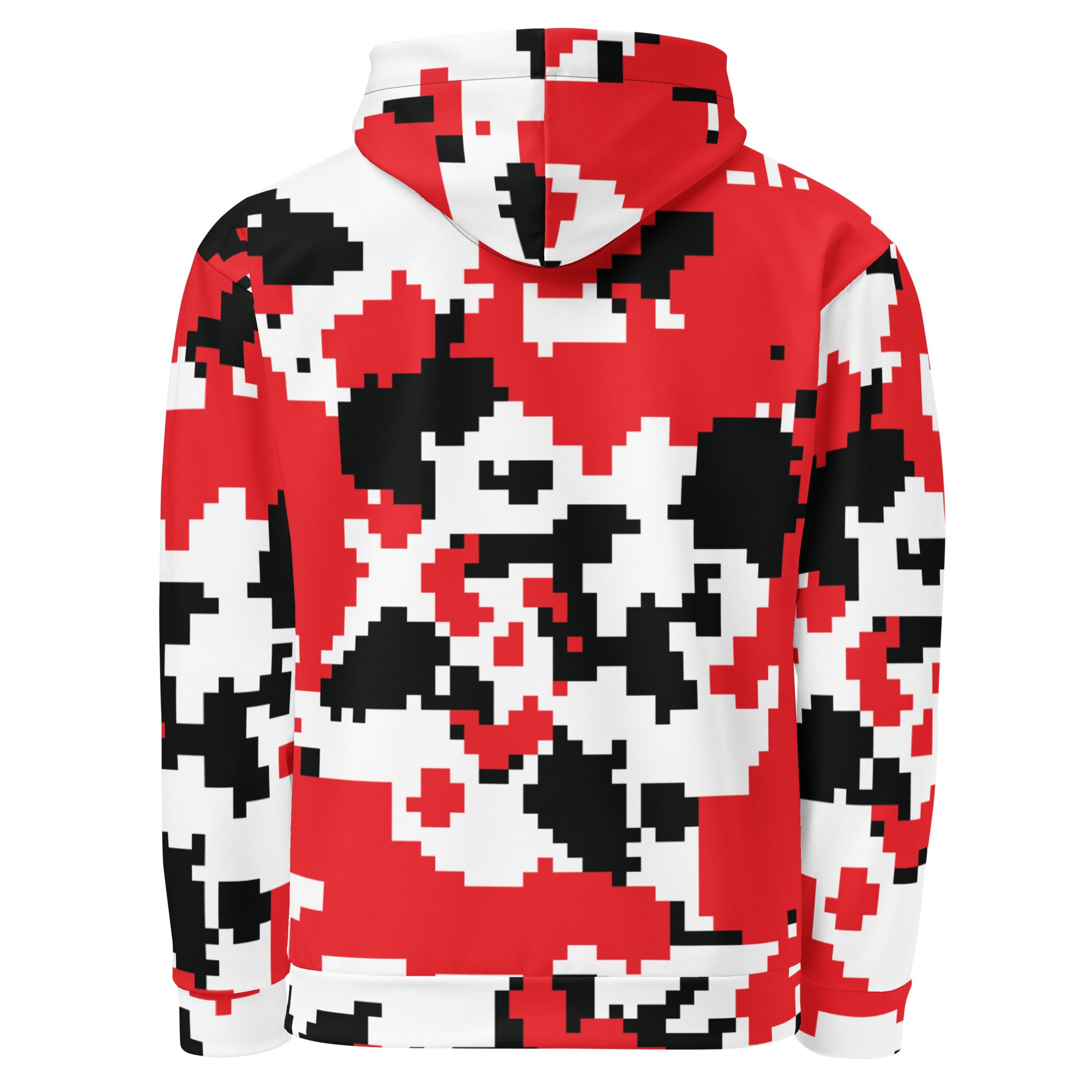 Red, Black & White Large Pixel Camo Hoodie | Camo Colors