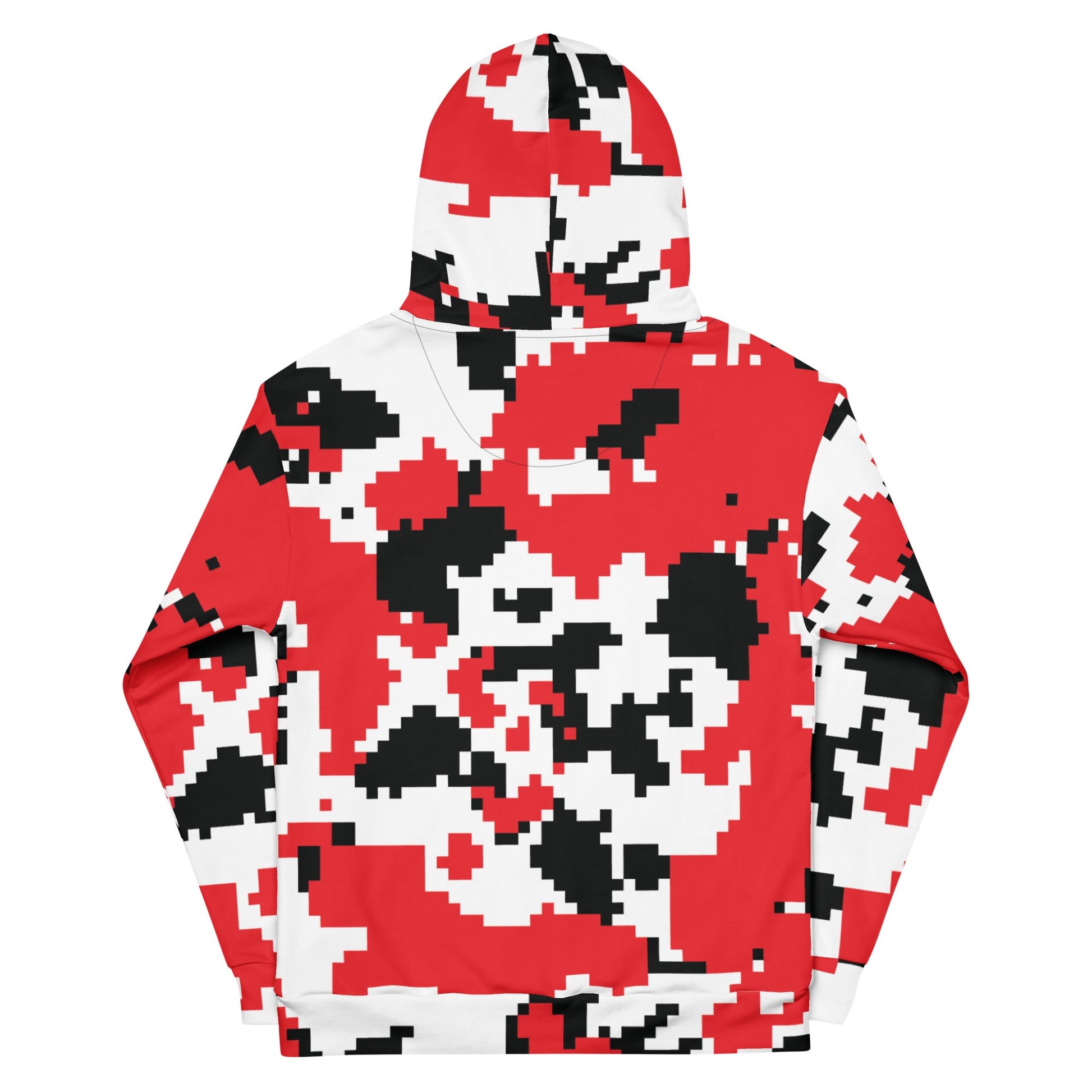 Red, Black & White Large Pixel Camo Hoodie | Camo Colors