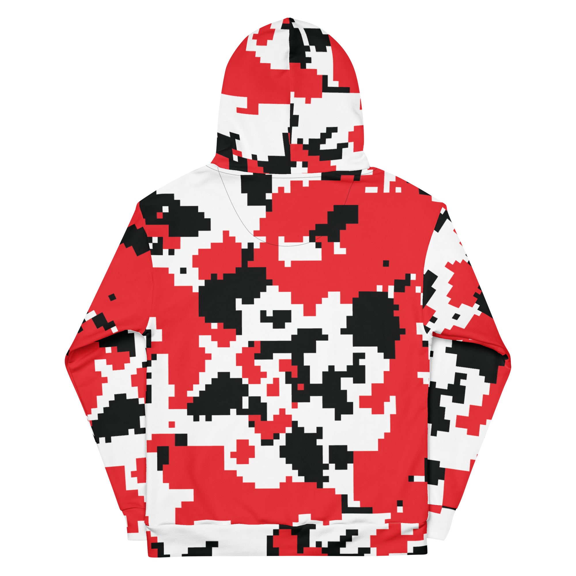 Red, Black & White Large Pixel Camo Hoodie | Camo Colors