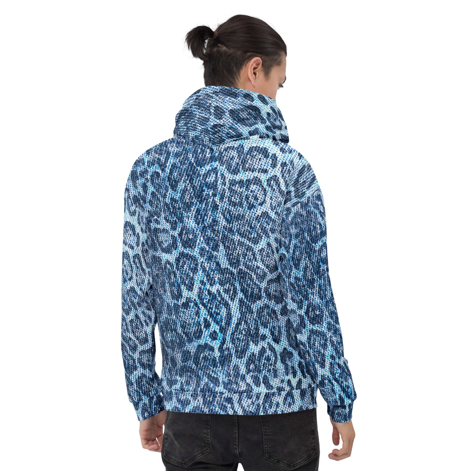 Soft, Thick and Heavy Leopard Print Hoodie | Blue Denim-Style