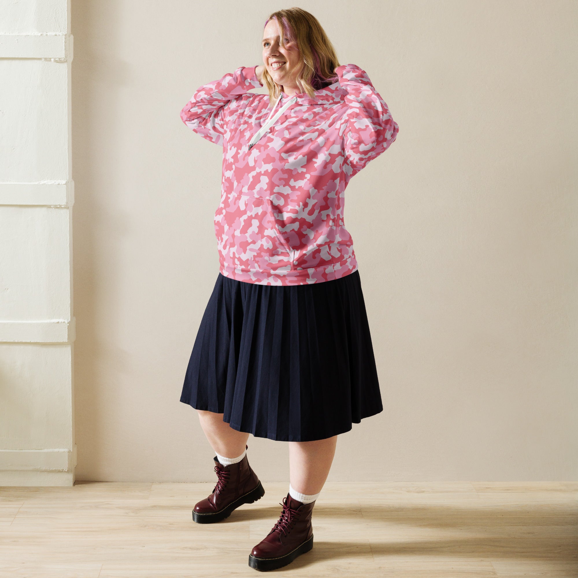 Unisex Hoodie | Camouflage Pattern with Three Shades of Pink Camo Colors