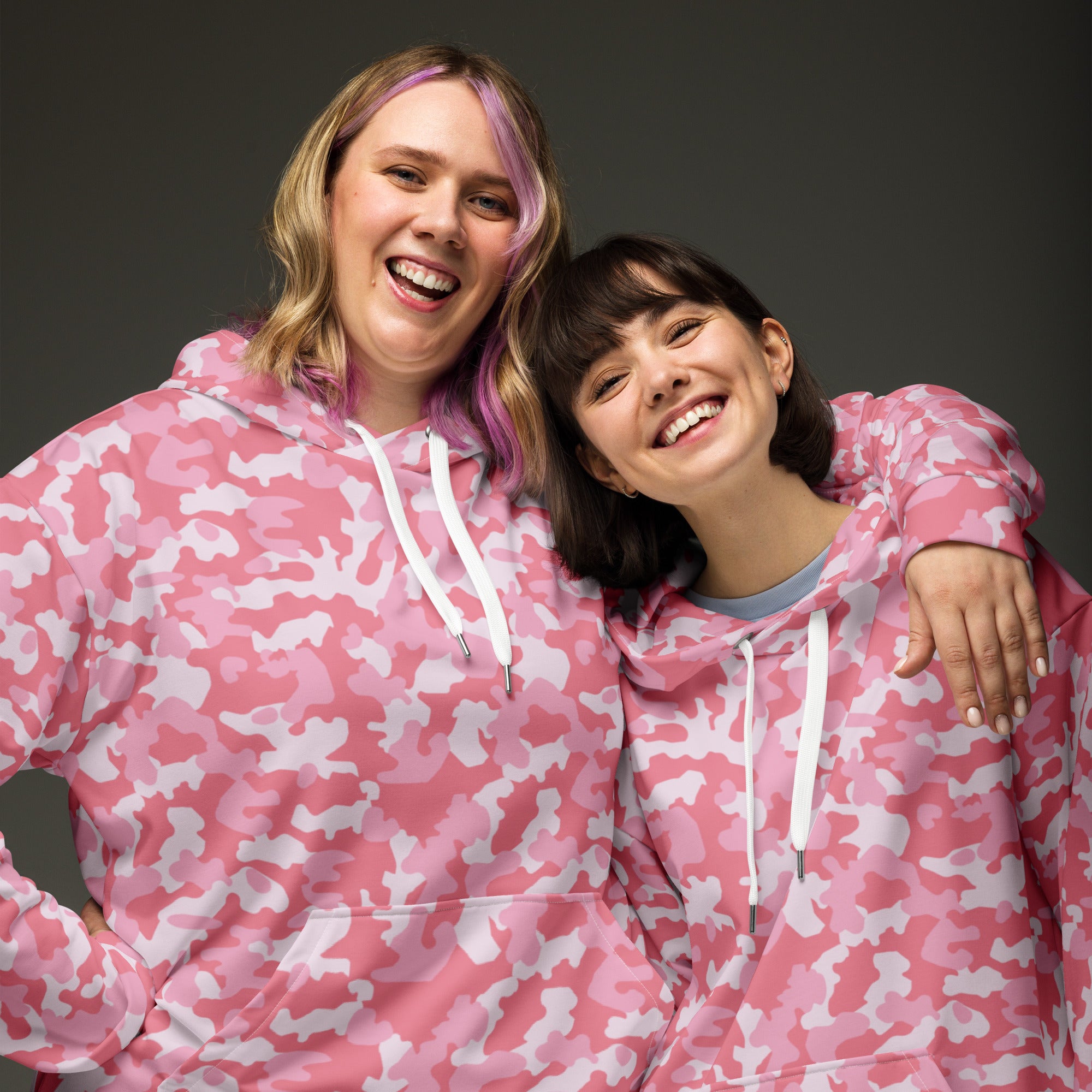 Unisex Hoodie | Camouflage Pattern with Three Shades of Pink Camo Colors