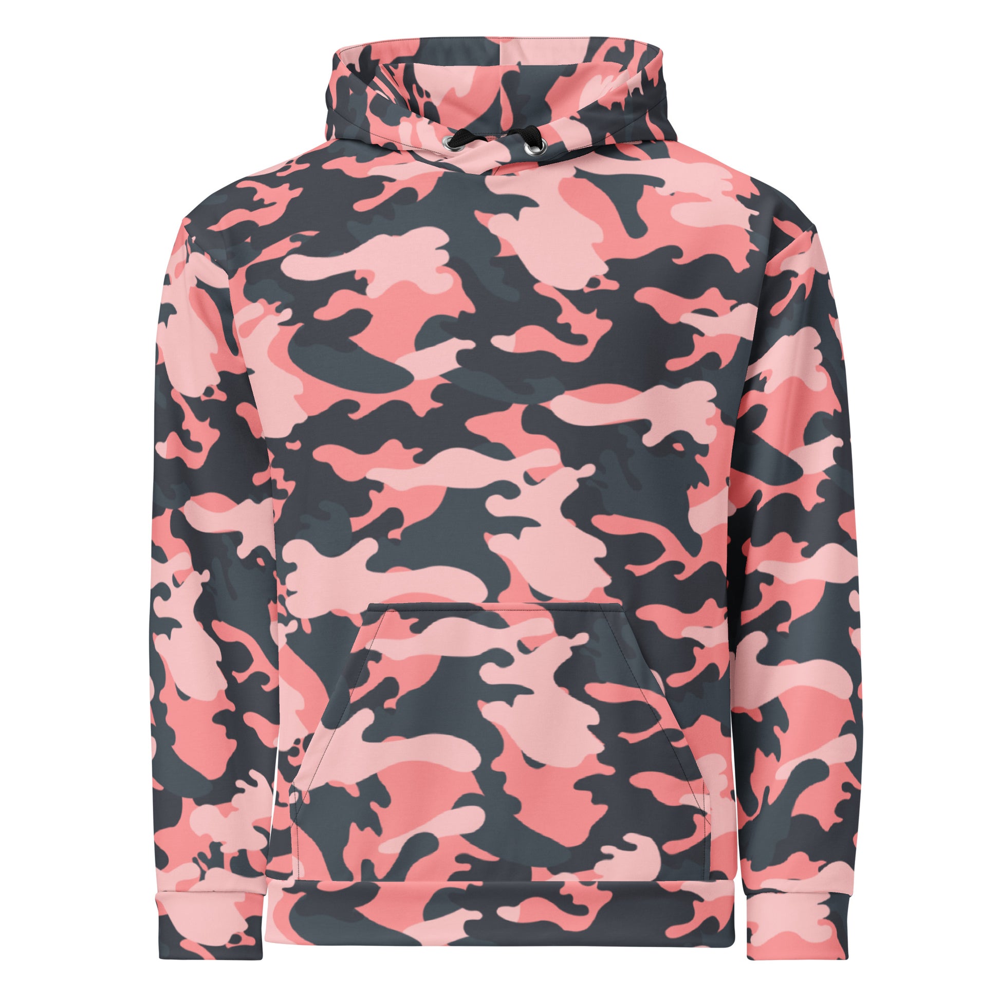 Pink Camo Hoodie | Mixed Charcoal and Light Salmon Camo Colors