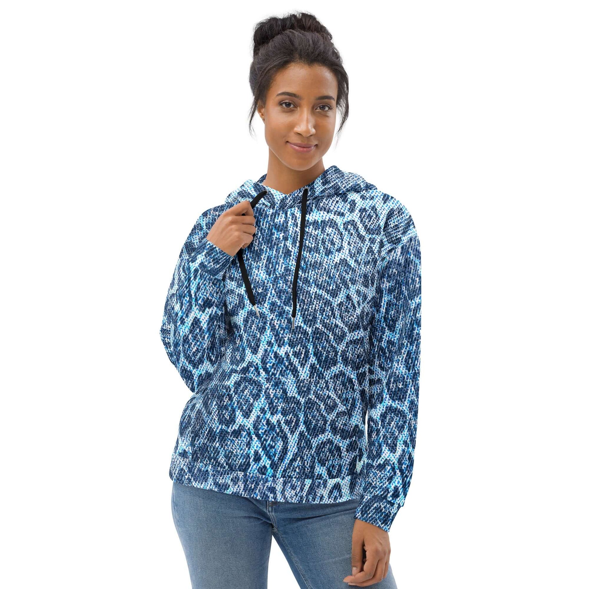 Soft, Thick and Heavy Leopard Print Hoodie | Blue Denim-Style | Camo Colors