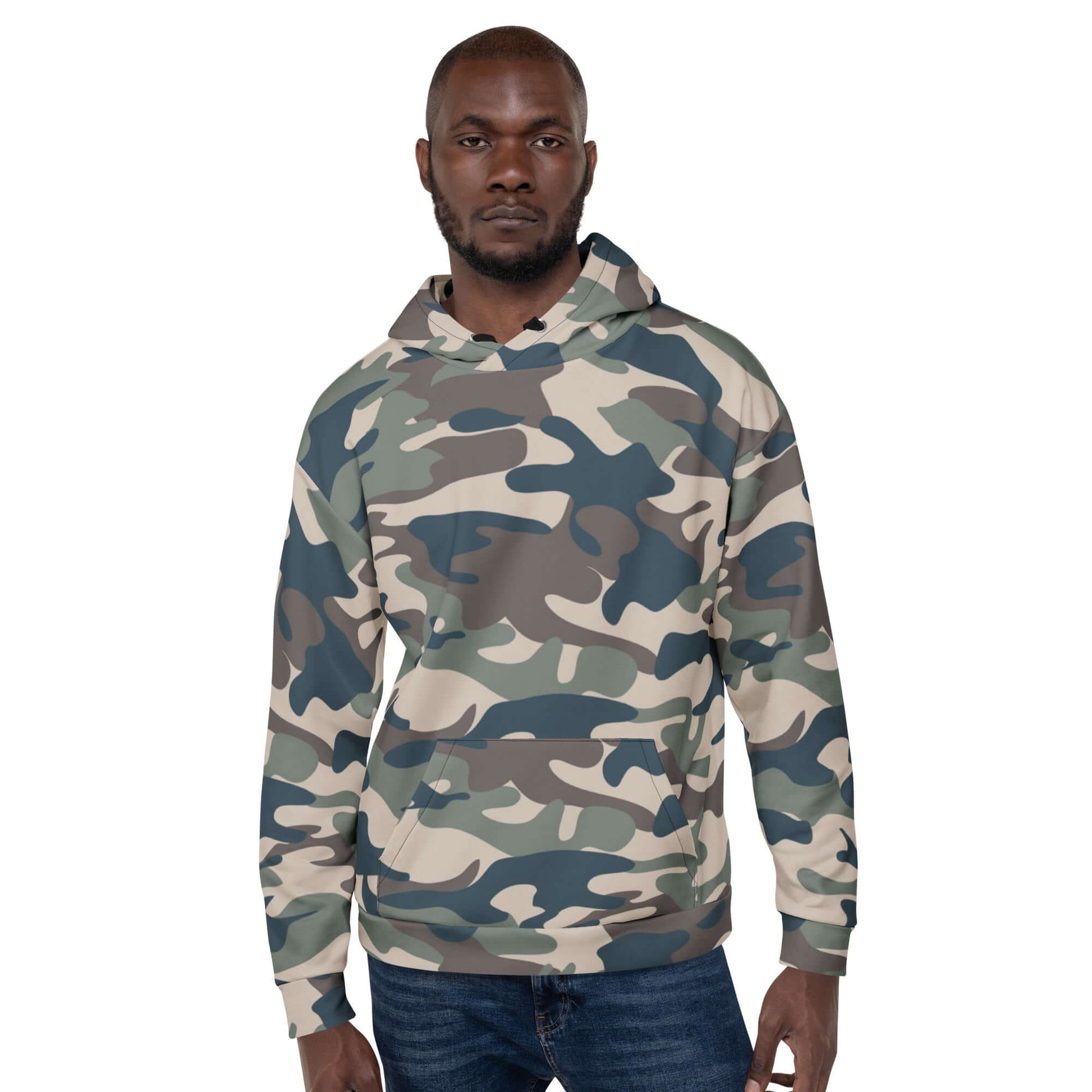 Military Camouflage Hoodie | Khaki, Charcoal and Brown | Camo Colors