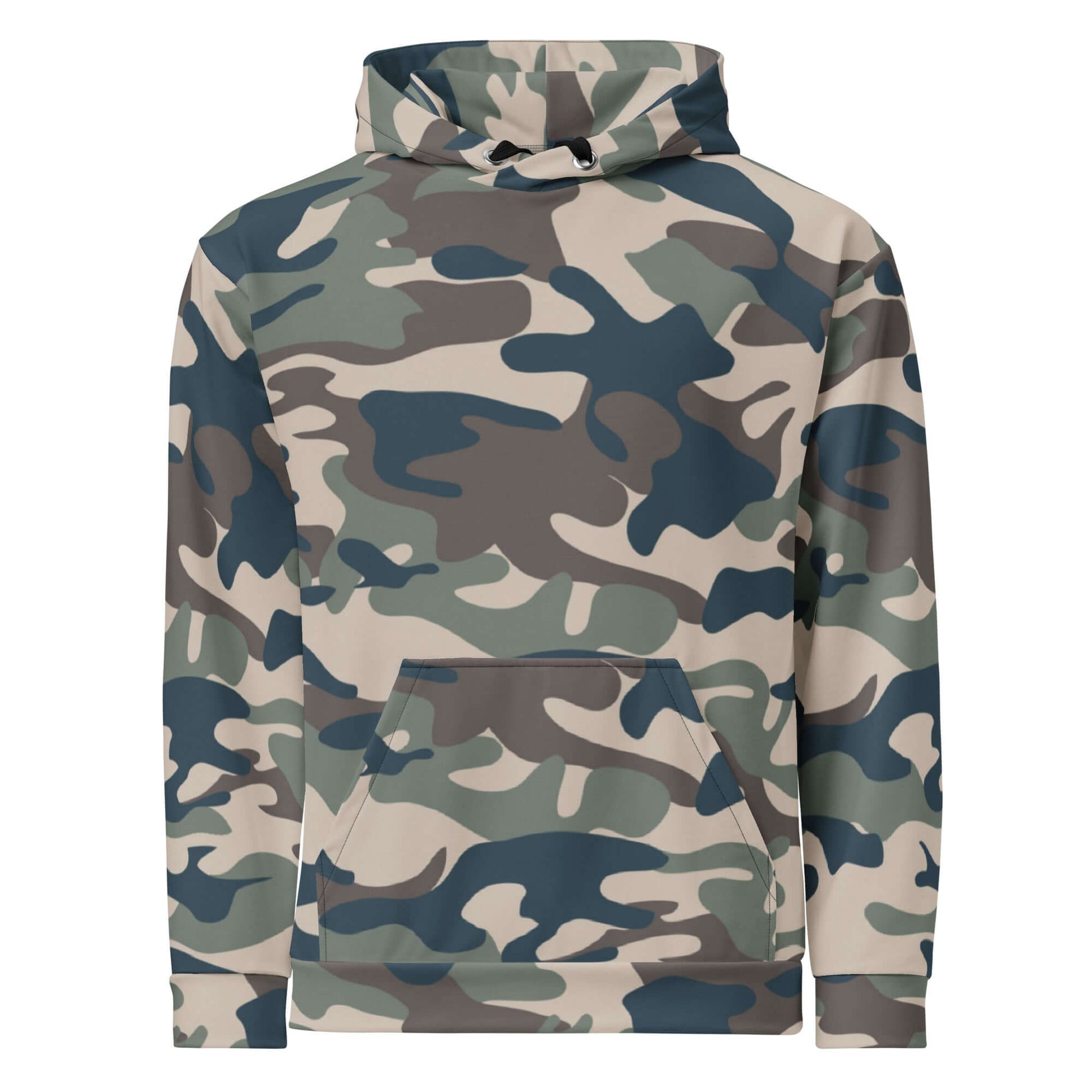 Military Camouflage Hoodie | Khaki, Charcoal and Brown | Camo Colors
