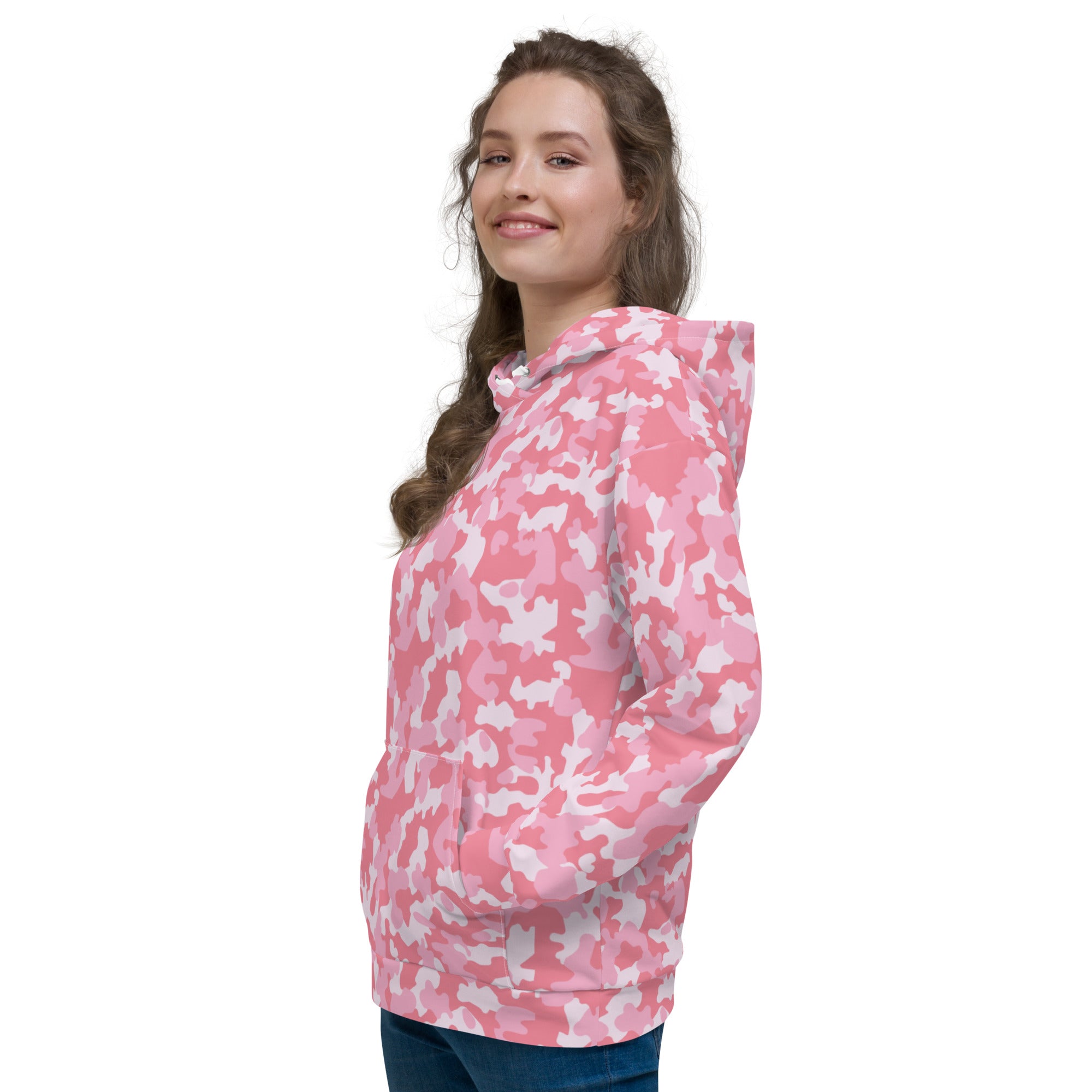 Unisex Hoodie | Camouflage Pattern with Three Shades of Pink Camo Colors