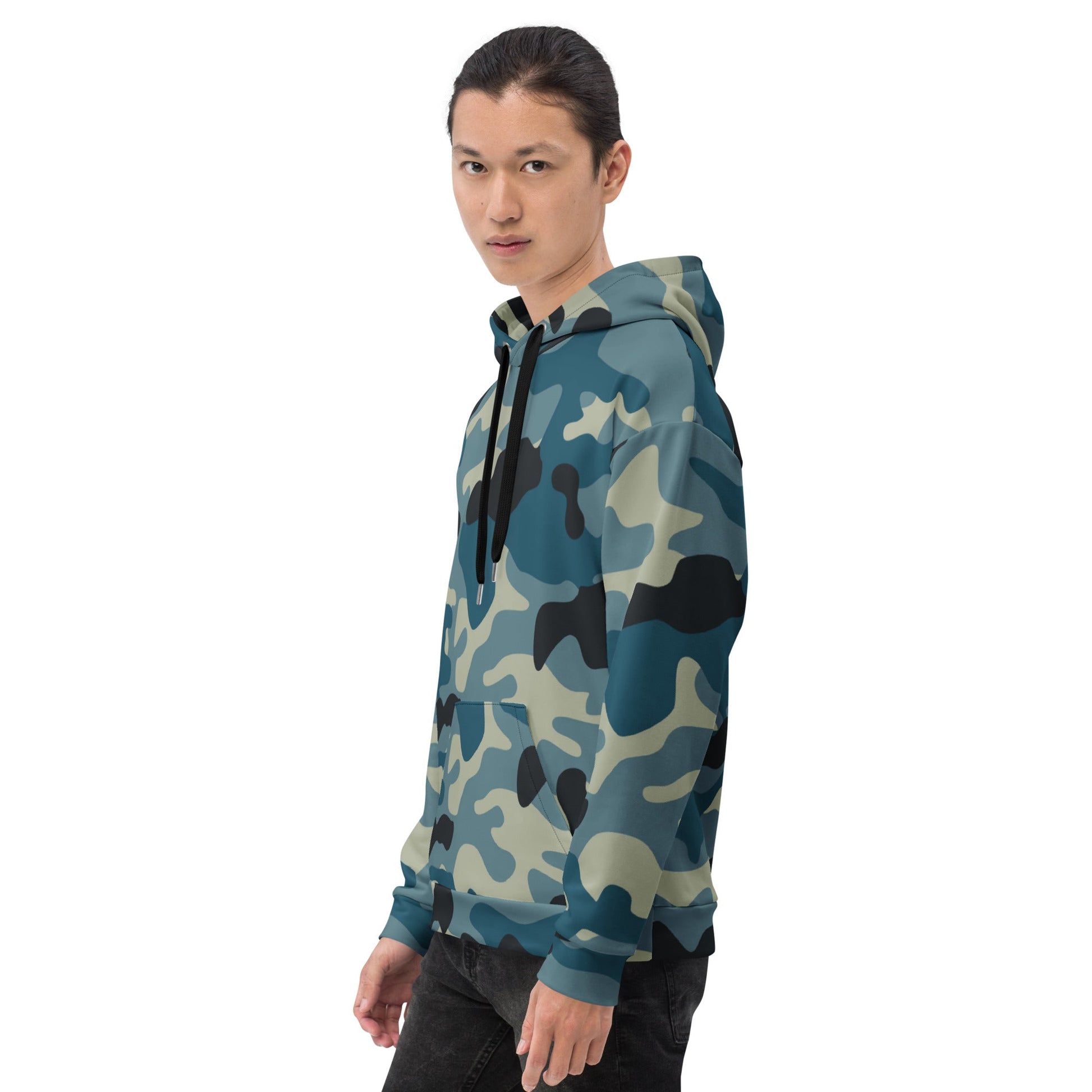 Soft, Thick and Heavy Camo Hoodie in Shades of Blue & Charcoal | Camo Colors