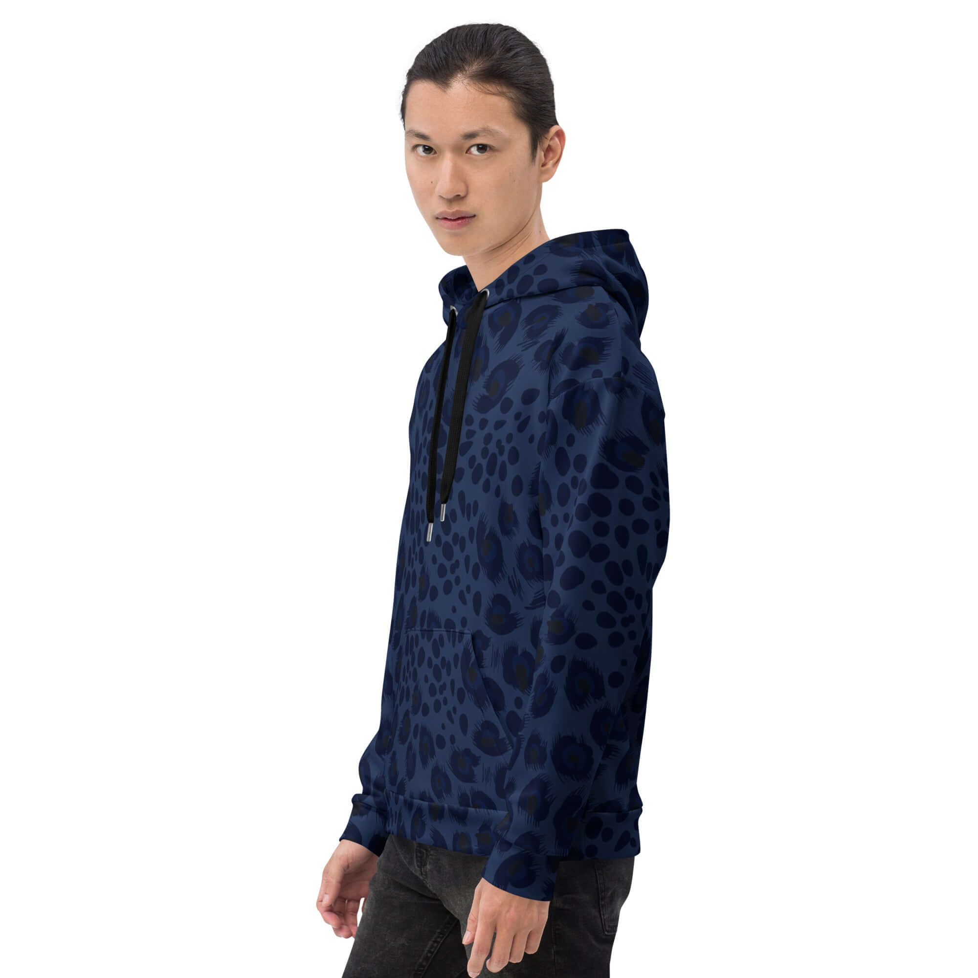 Soft, Thick and Heavy Leopard Print Hoodie | Deep Blue | Camo Colors