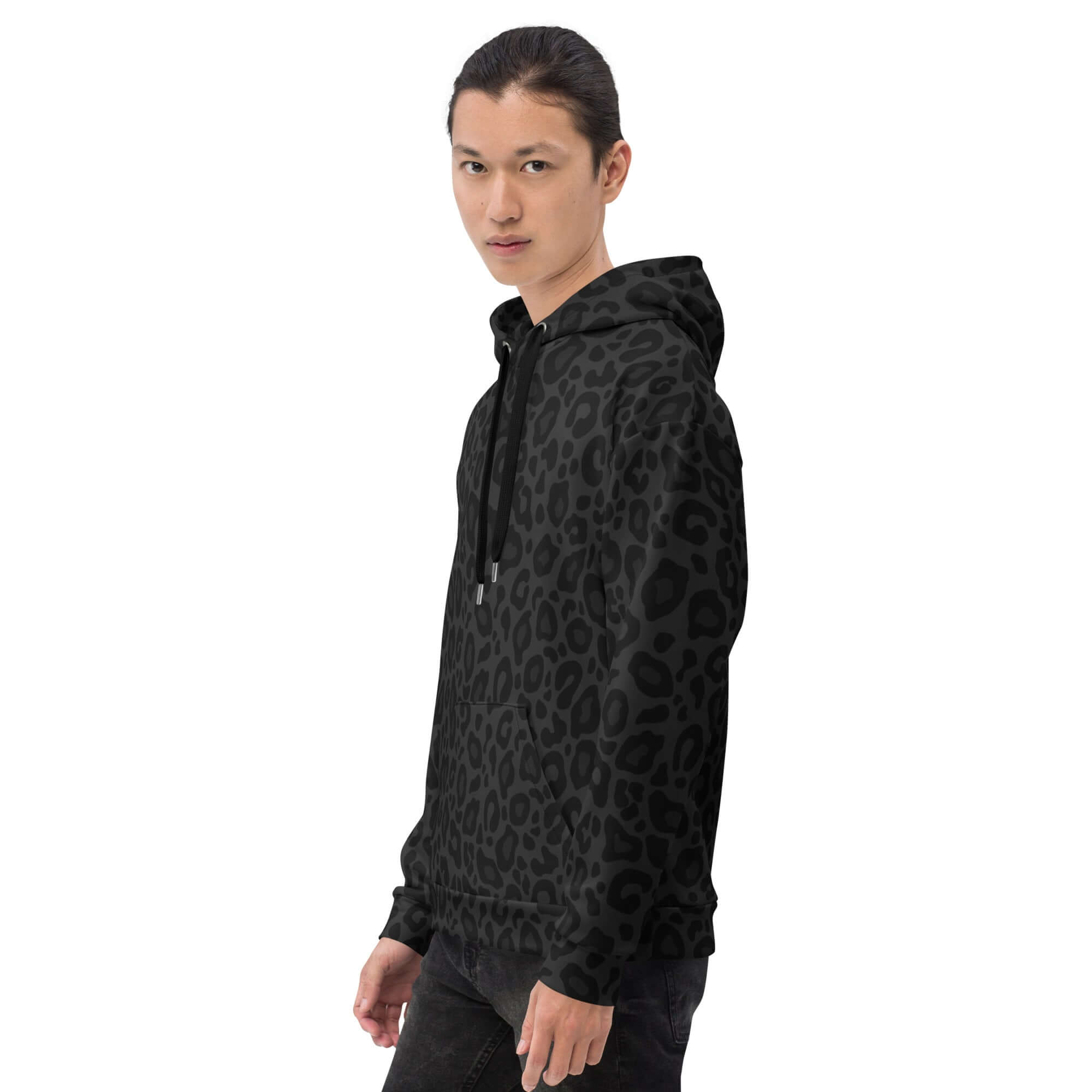 Soft, Thick and Heavy Black Leopard Print Hoodie | Puma Pattern | Camo Colors