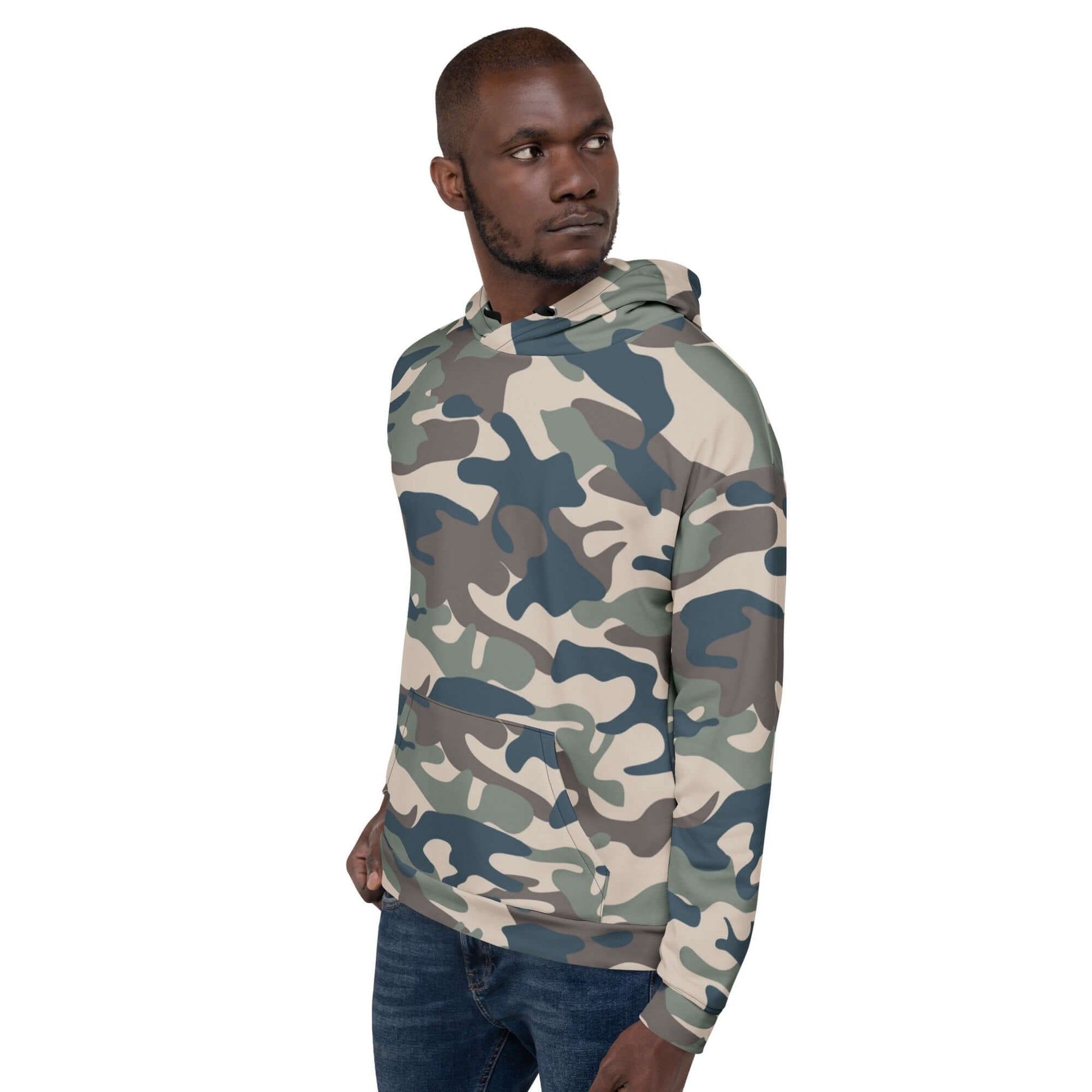 Military Camouflage Hoodie | Khaki, Charcoal and Brown | Camo Colors