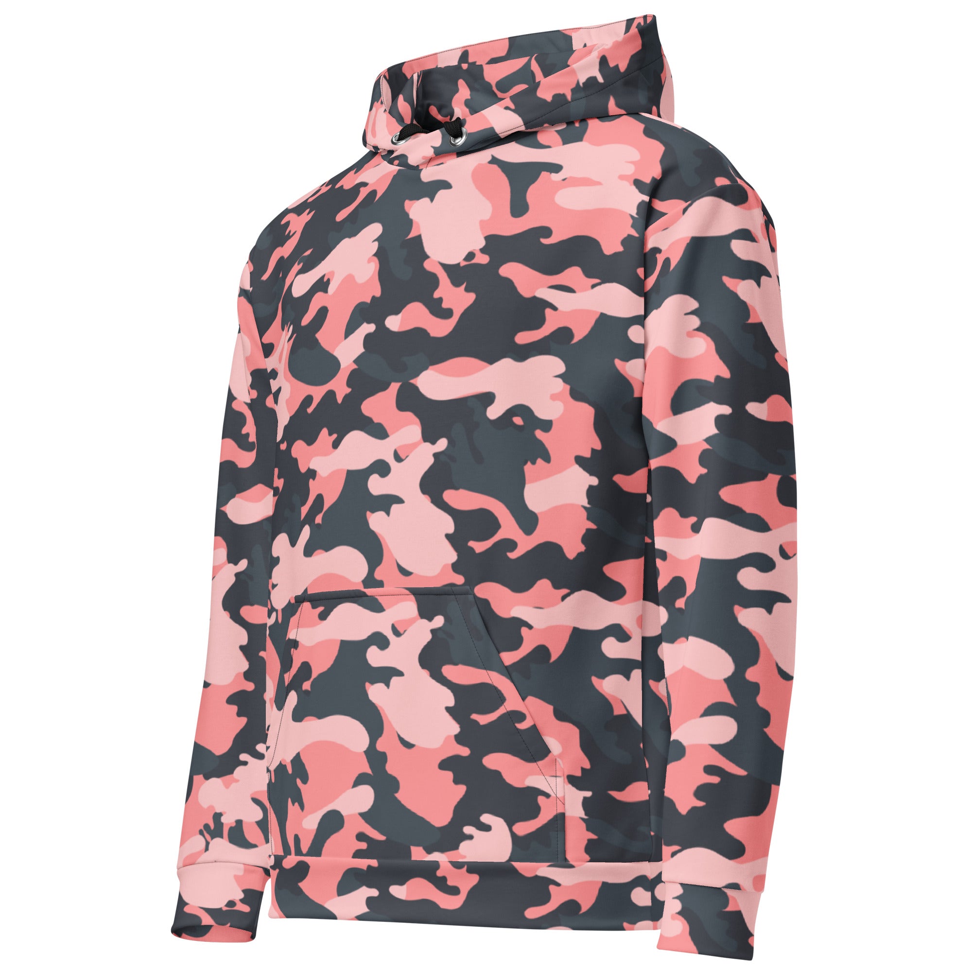Pink Camo Hoodie | Mixed Charcoal and Light Salmon Camo Colors