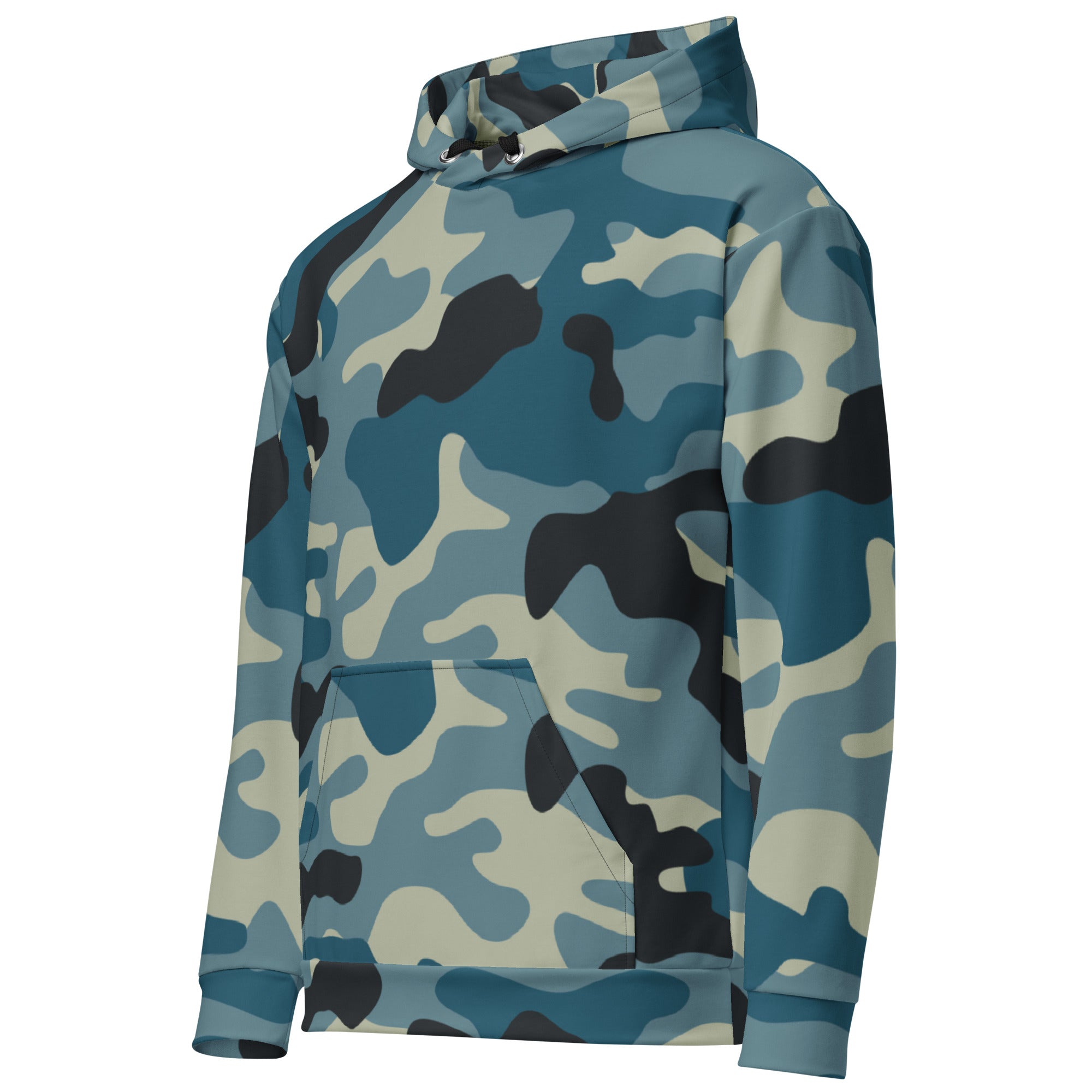 Soft, Thick and Heavy Camo Hoodie in Shades of Blue & Charcoal | Camo Colors