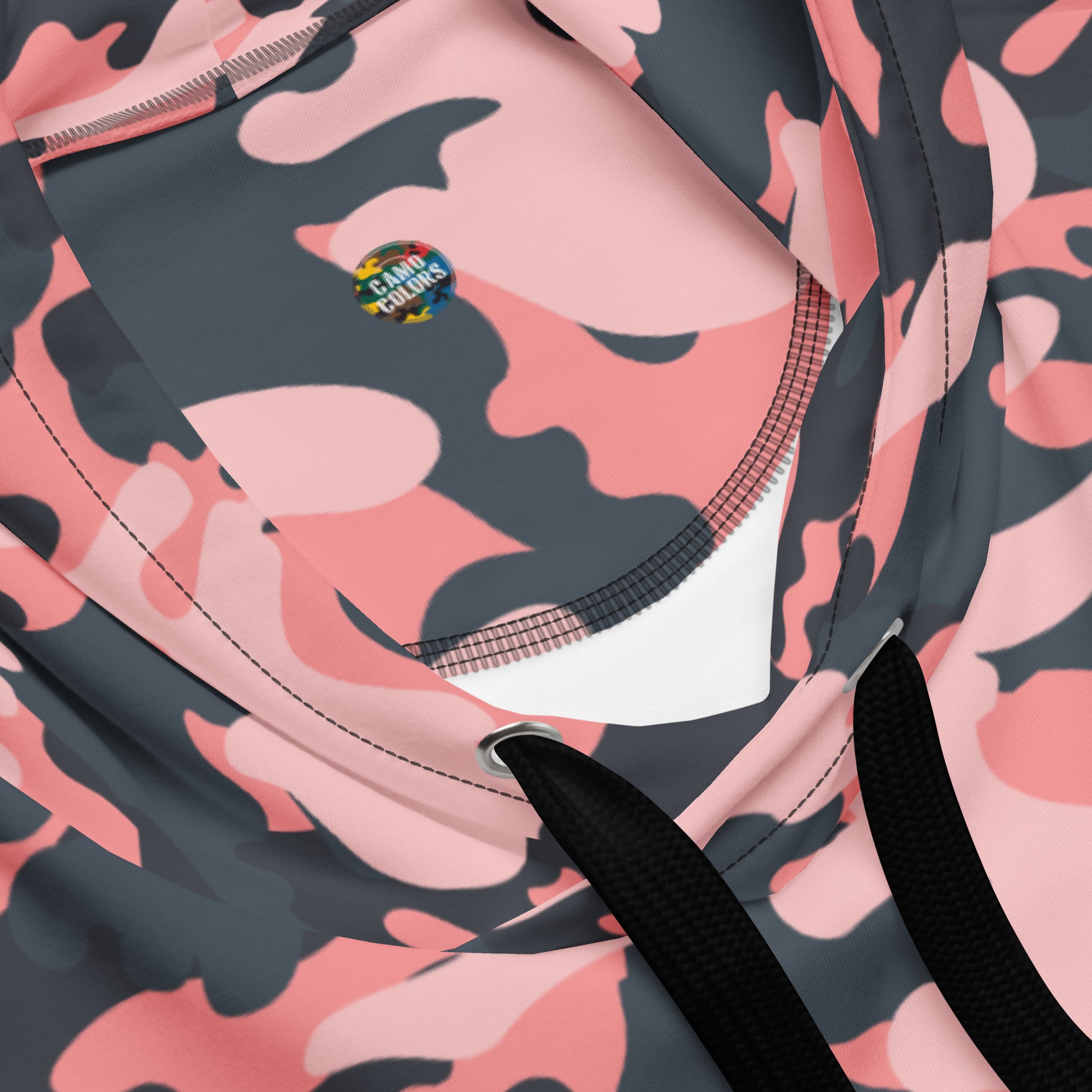 Pink Camo Hoodie | Mixed Charcoal and Light Salmon Camo Colors