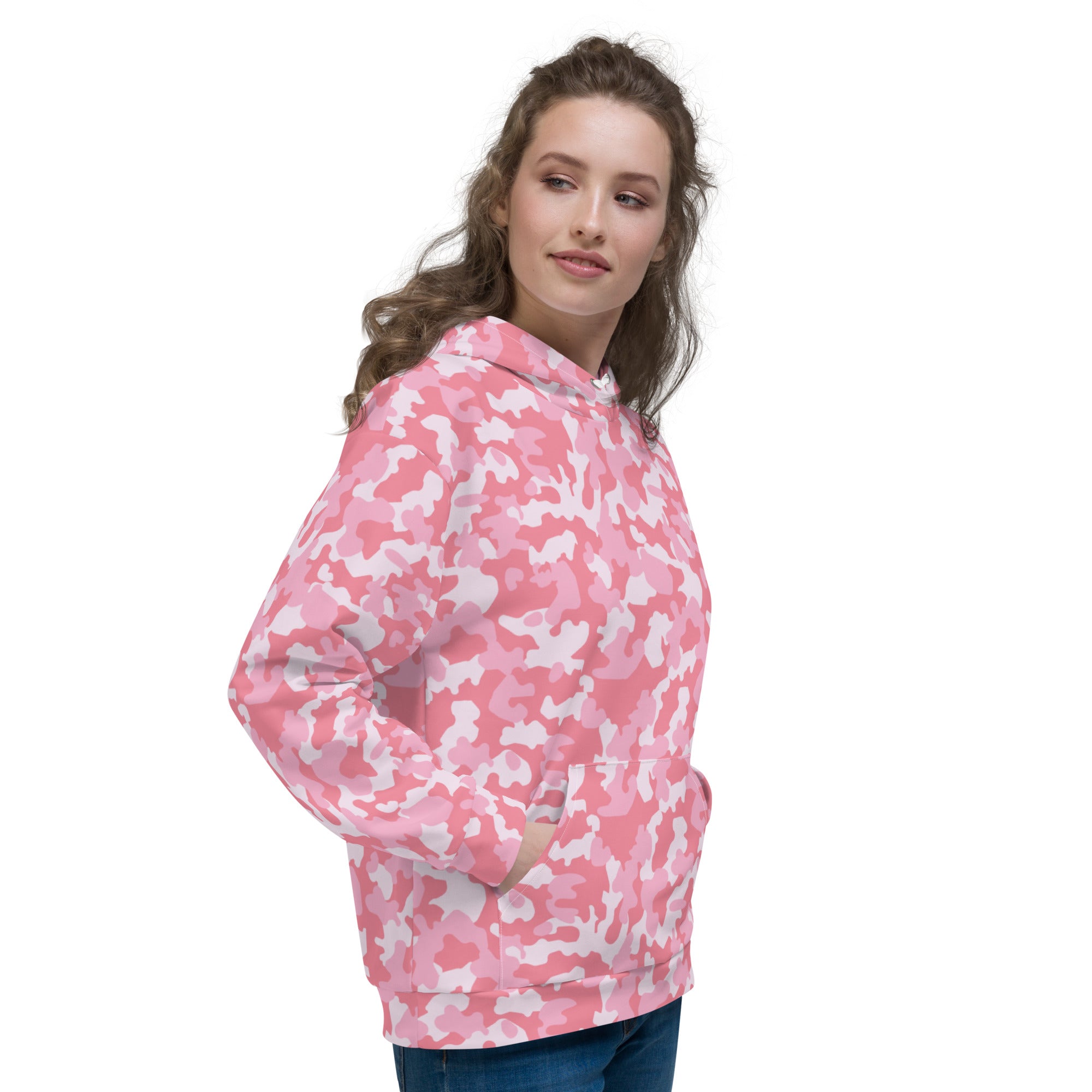 Unisex Hoodie | Camouflage Pattern with Three Shades of Pink Camo Colors