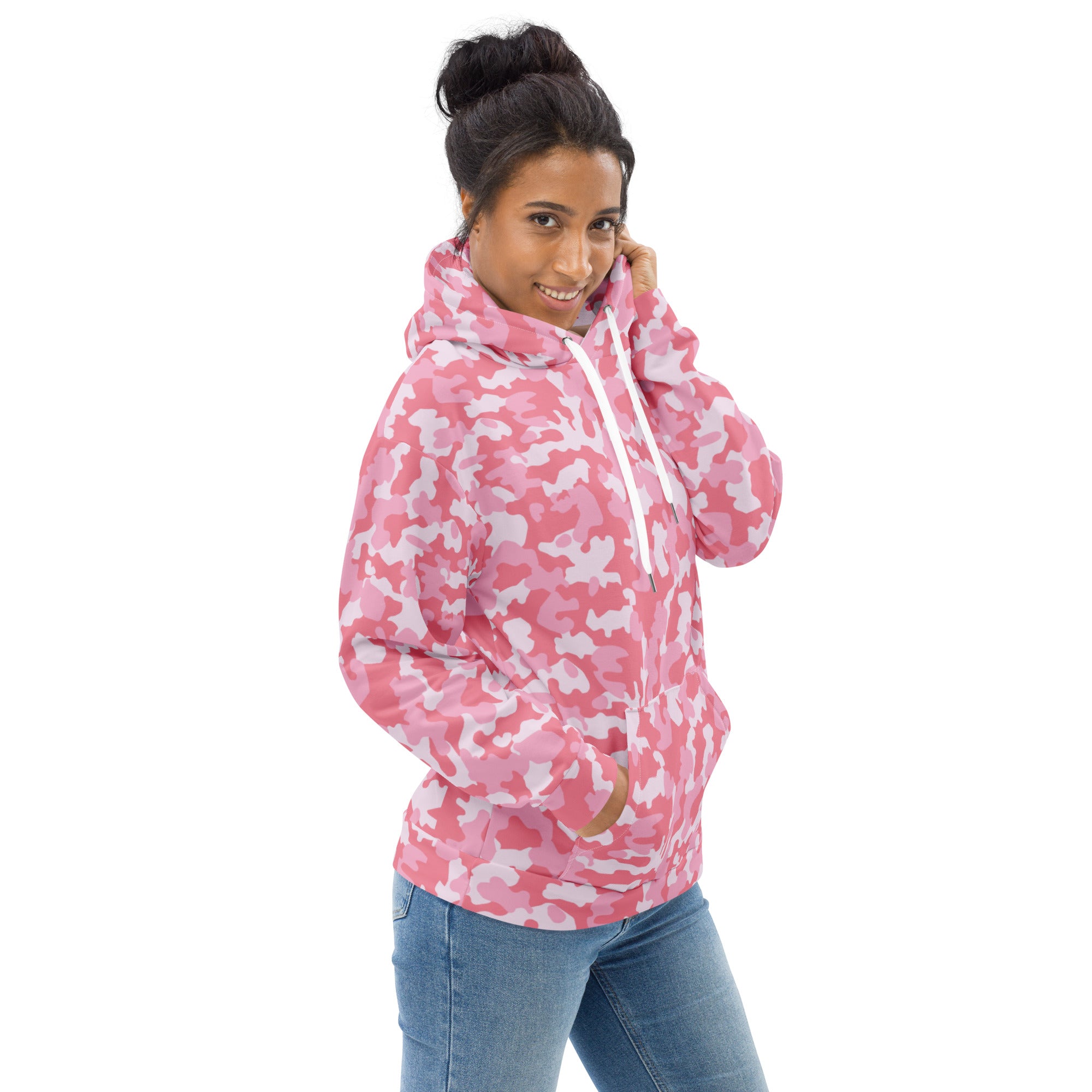 Unisex Hoodie | Camouflage Pattern with Three Shades of Pink Camo Colors