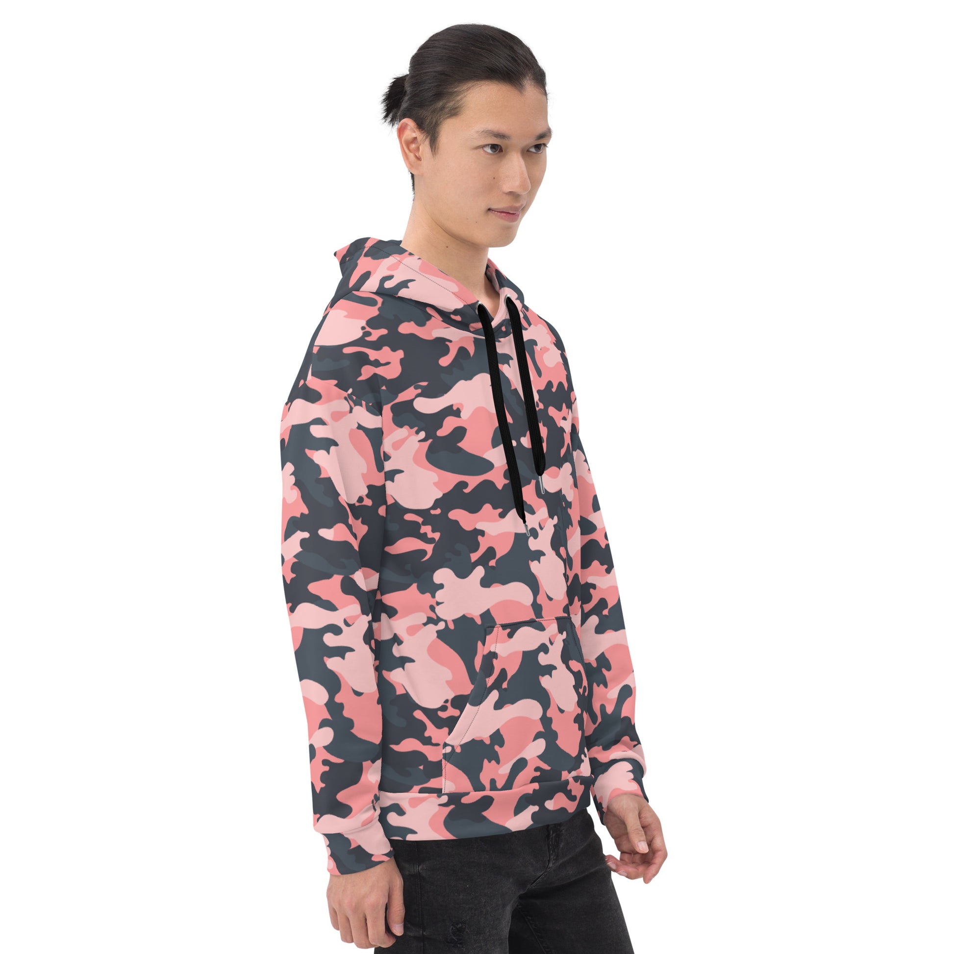 Pink Camo Hoodie | Mixed Charcoal and Light Salmon Camo Colors