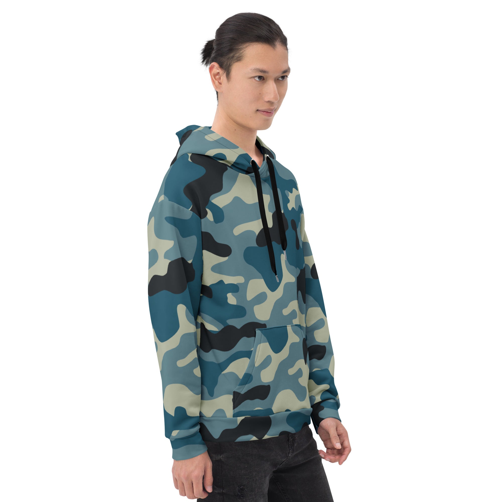 Soft, Thick and Heavy Camo Hoodie in Shades of Blue & Charcoal | Camo Colors