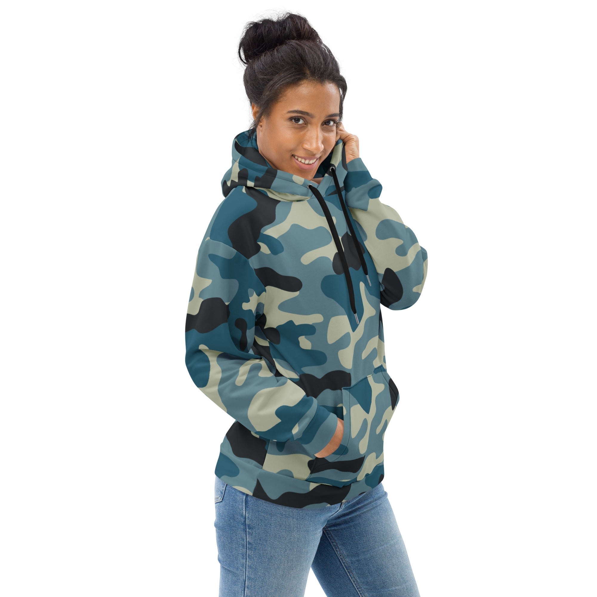 Soft, Thick and Heavy Camo Hoodie in Shades of Blue & Charcoal | Camo Colors