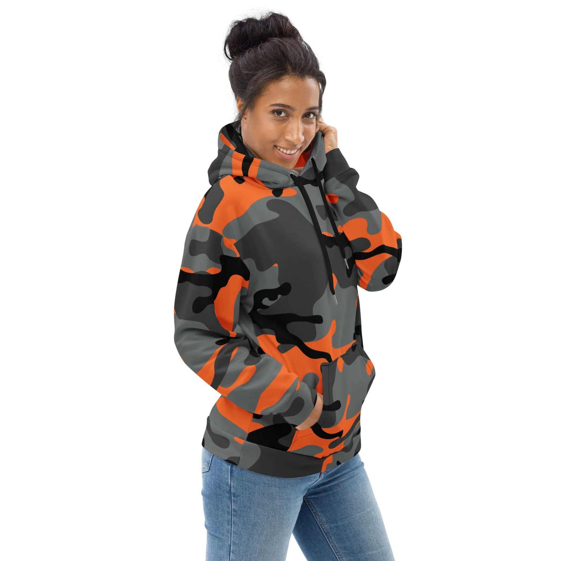 Soft, Thick and Heavy Camo Hoodie in Orange and Black | Camo Colors