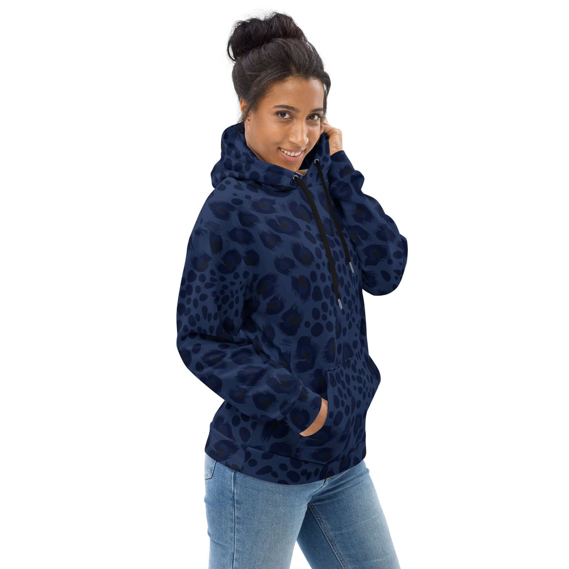 Soft, Thick and Heavy Leopard Print Hoodie | Deep Blue | Camo Colors