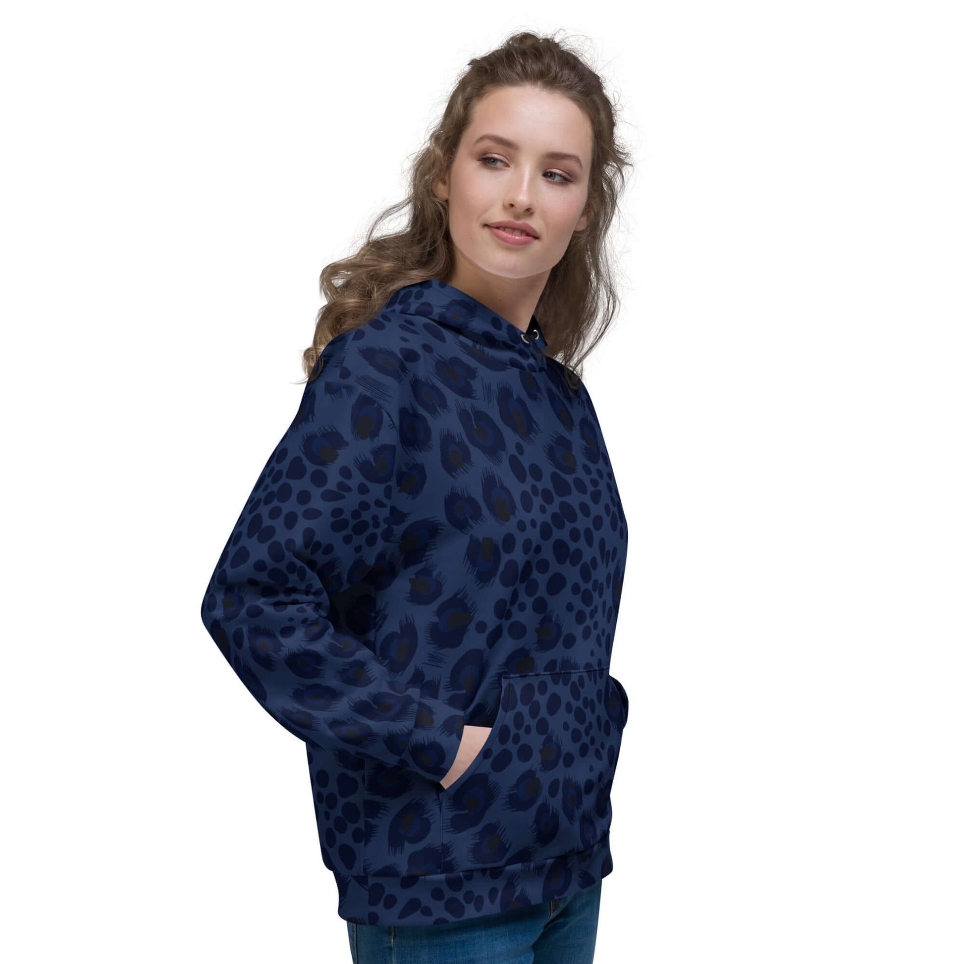 Soft, Thick and Heavy Leopard Print Hoodie | Deep Blue | Camo Colors