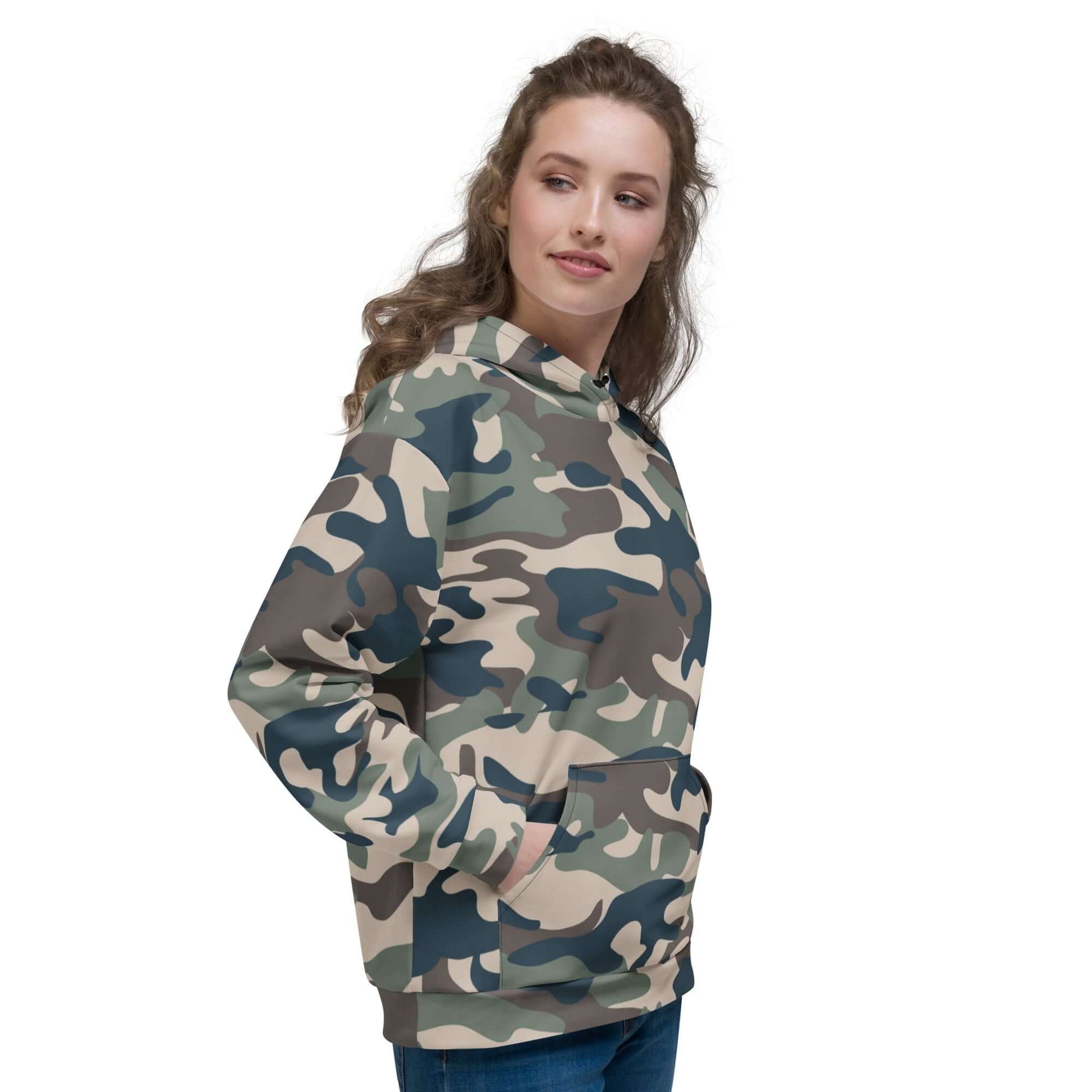 Military Camouflage Hoodie | Khaki, Charcoal and Brown | Camo Colors