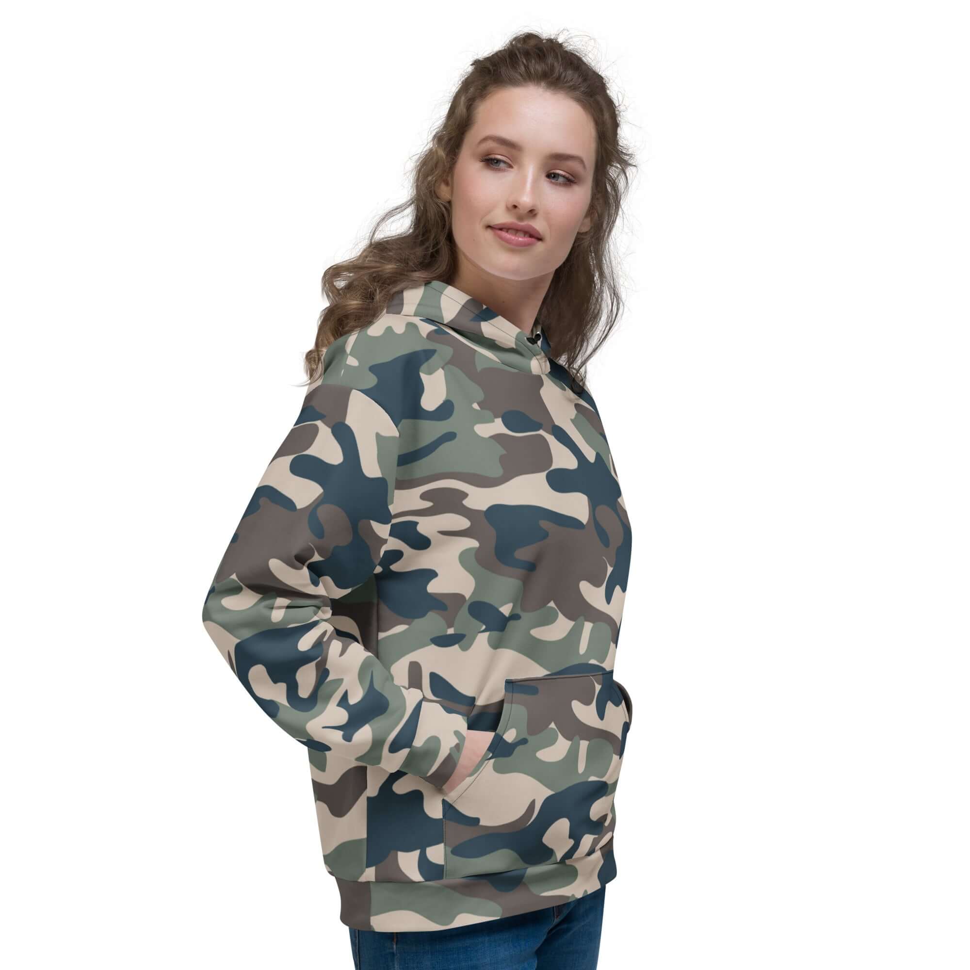 Military Camouflage Hoodie | Khaki, Charcoal and Brown | Camo Colors