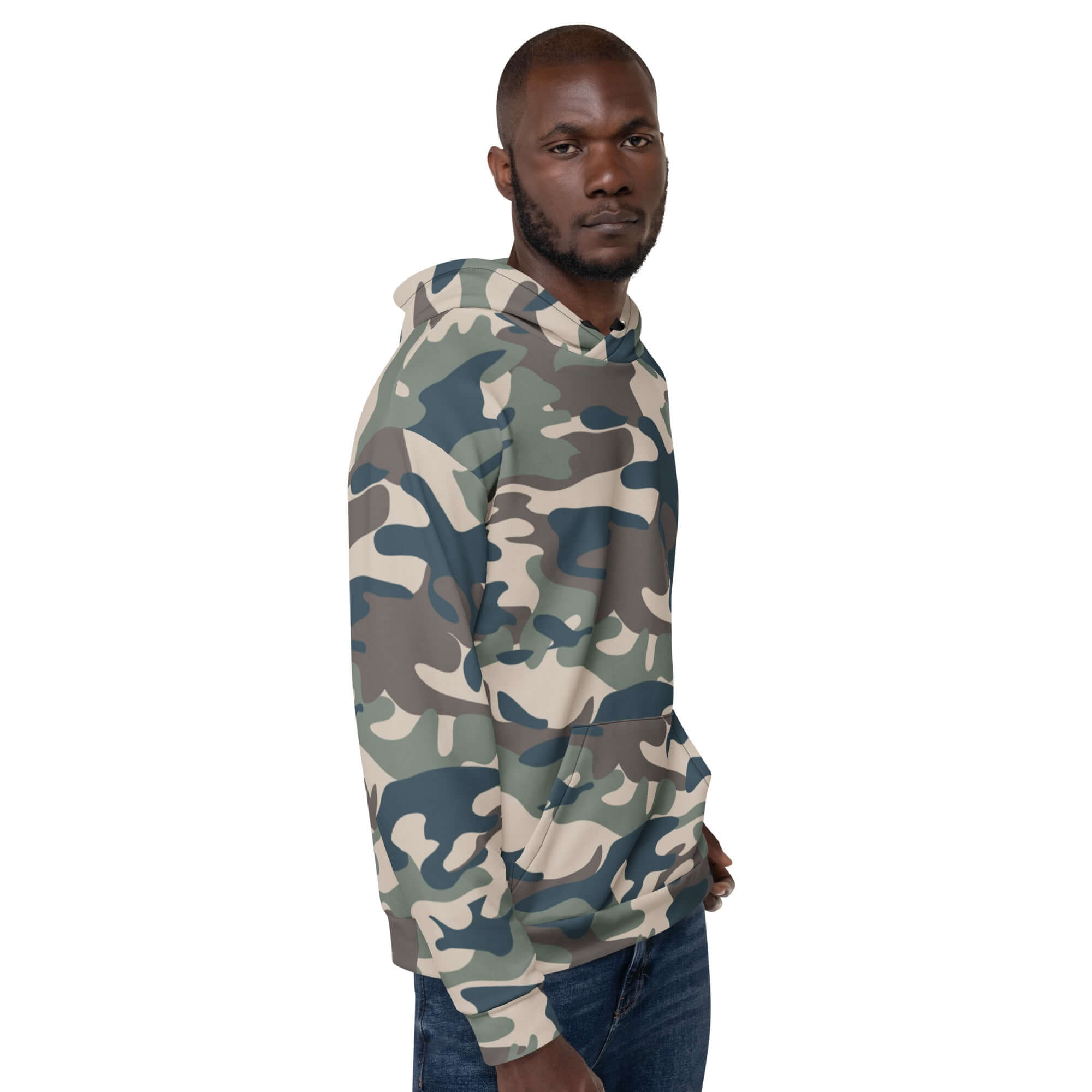 Military Camouflage Hoodie | Khaki, Charcoal and Brown | Camo Colors