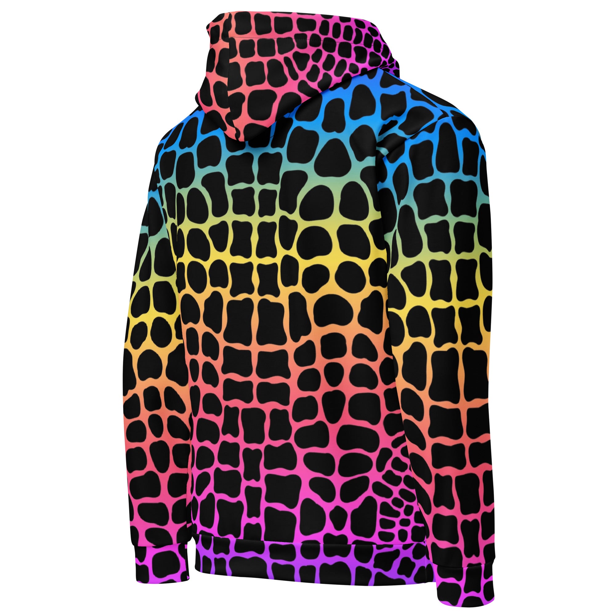 Unisex Hoodie | Neon Rainbow Colored Crocodile Print Camo Colors