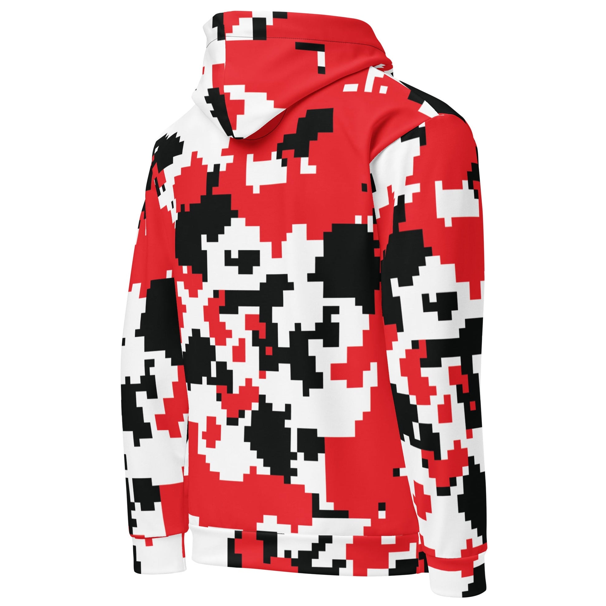 Red, Black & White Large Pixel Camo Hoodie | Camo Colors