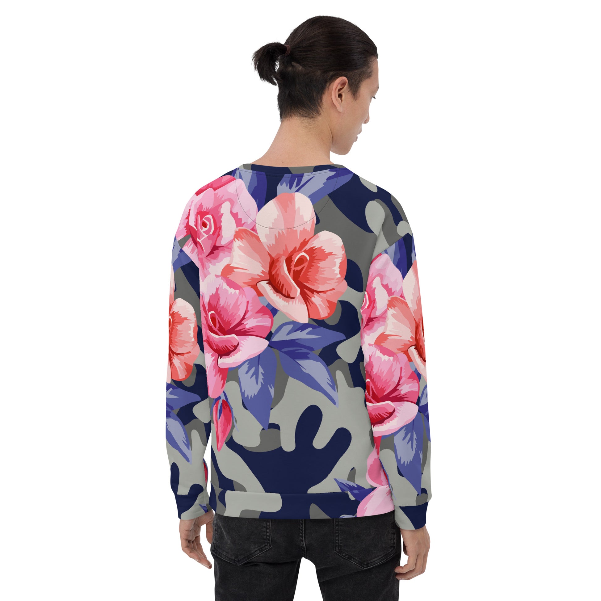 Pink Rose Camo Sweatshirt | Beautiful Unisex Floral Print Camo Colors