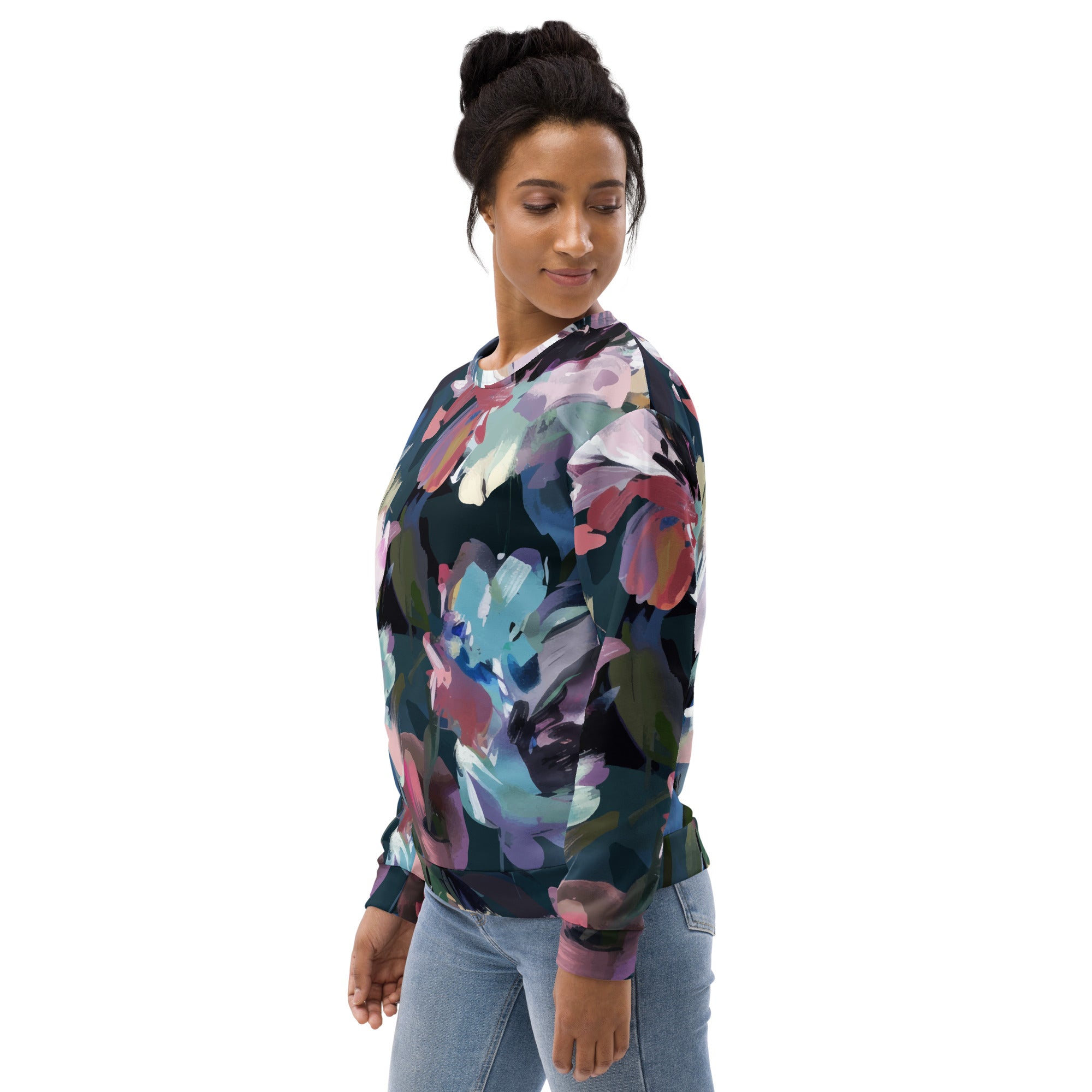 Sweet Watercolor Flower Sweatshirt | Pastel Colors | Unisex Camo Colors