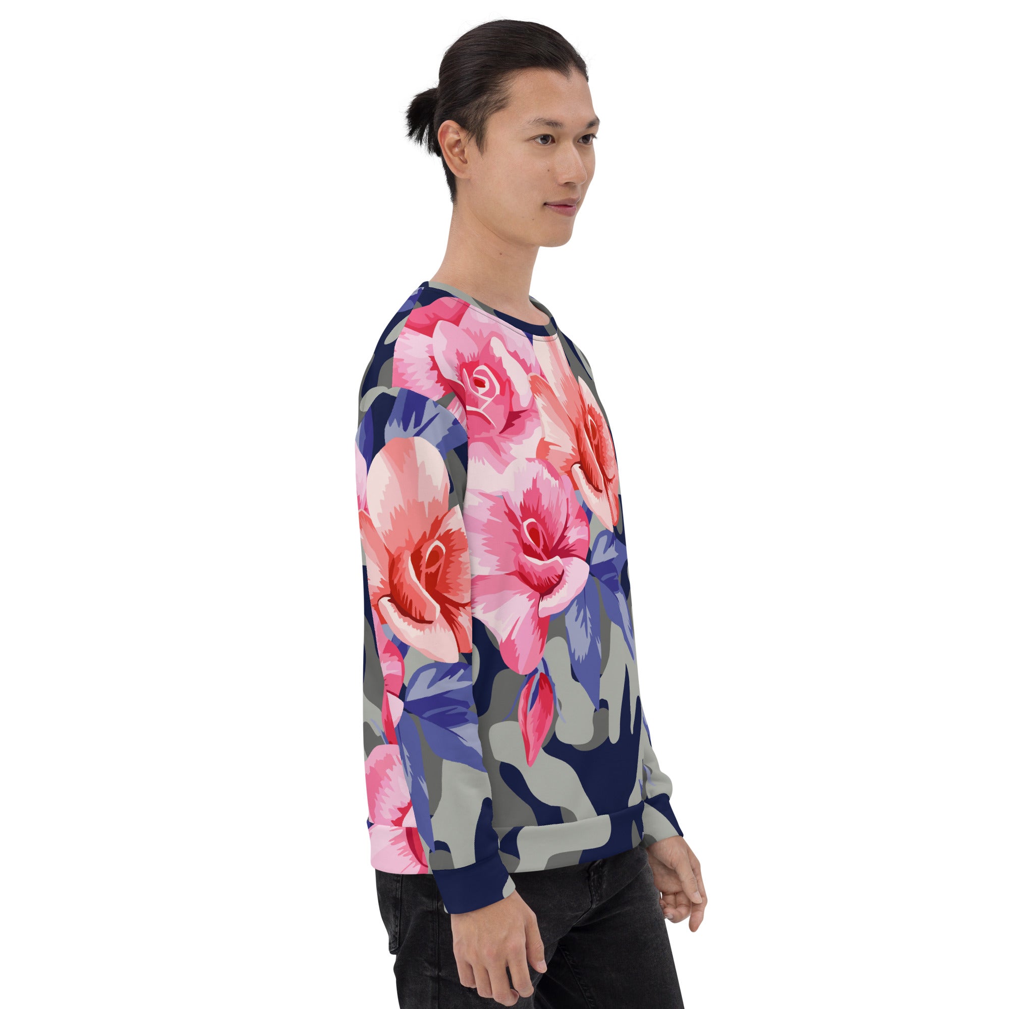 Pink Rose Camo Sweatshirt | Beautiful Unisex Floral Print Camo Colors