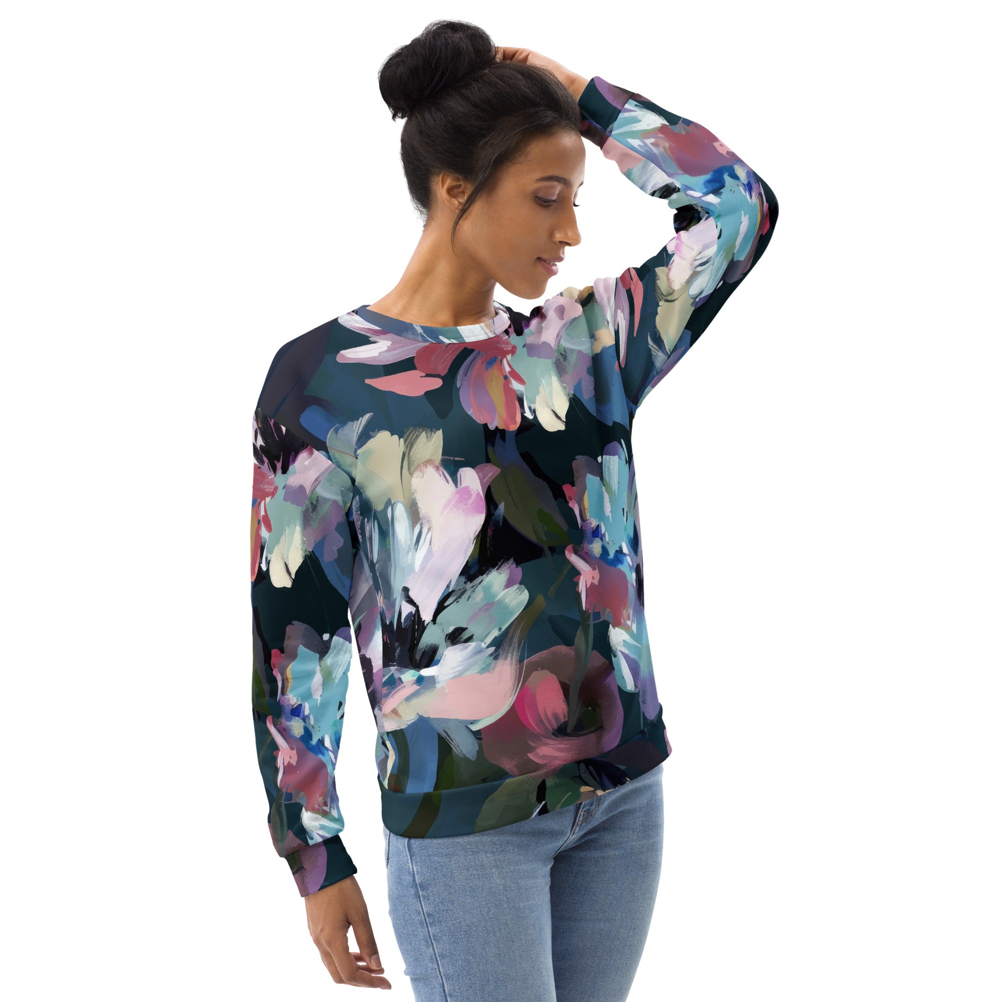 Sweet Watercolor Flower Sweatshirt | Pastel Colors | Unisex Camo Colors