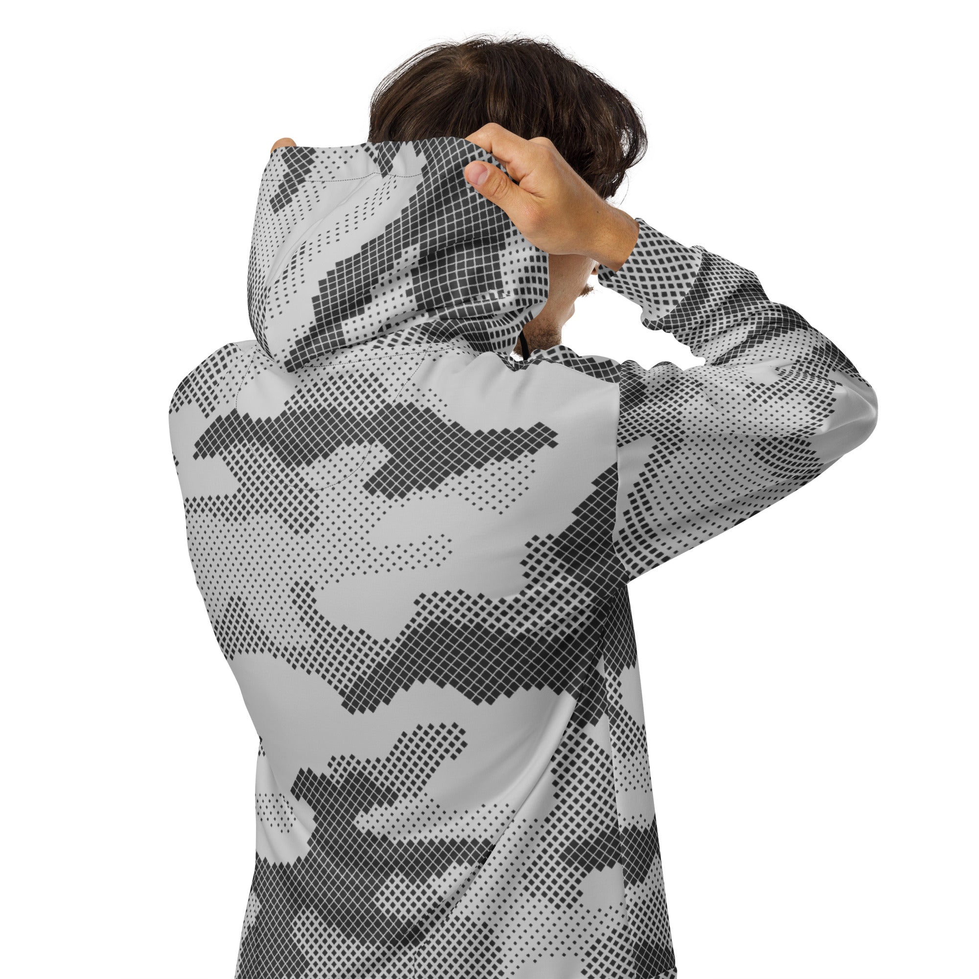 Camo Zip Up Hoodie | Unisex | Gray Digital Camouflage Camo Colors