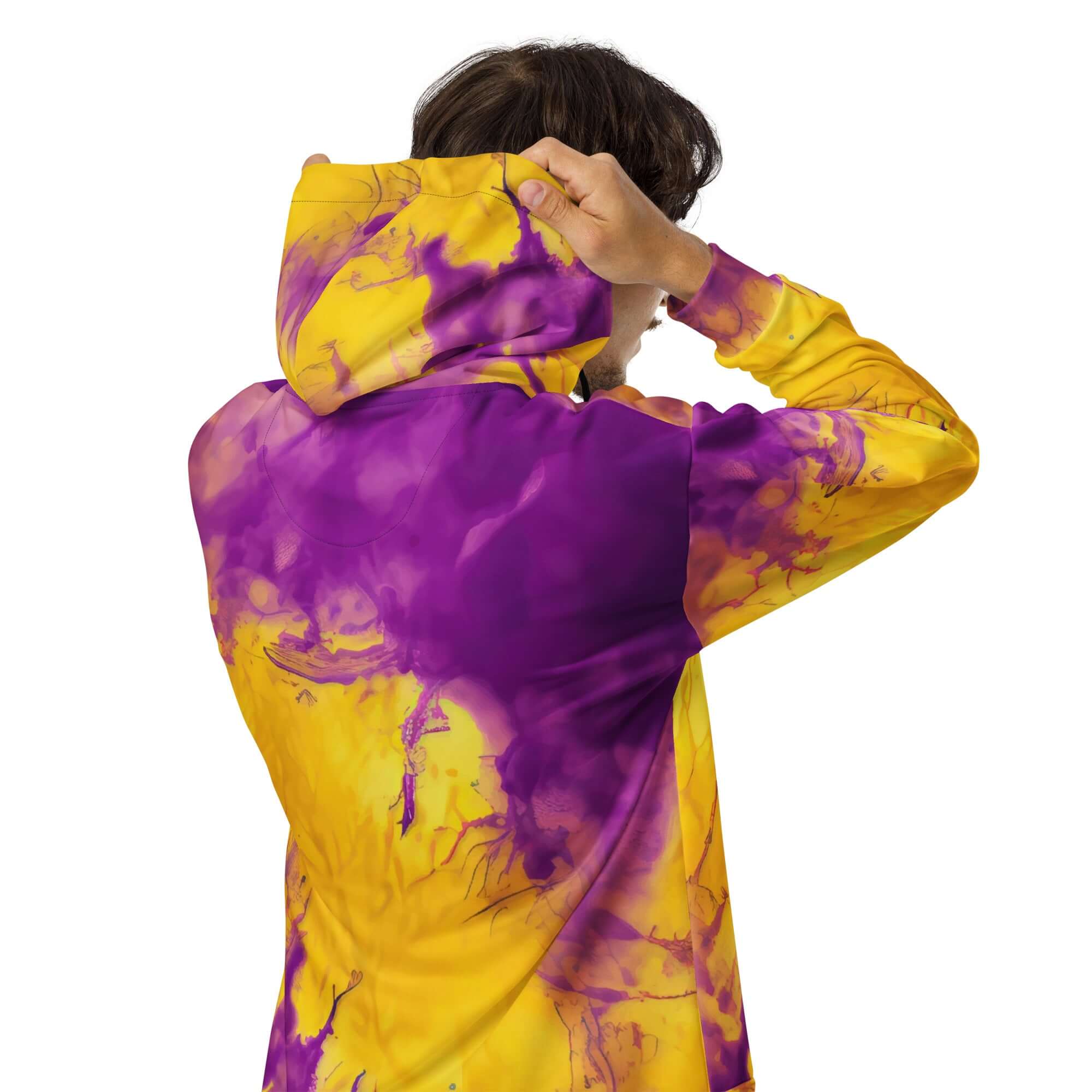Yellow and Violet Blue Tie Dye Zip Hoodie | Unisex Camo Colors